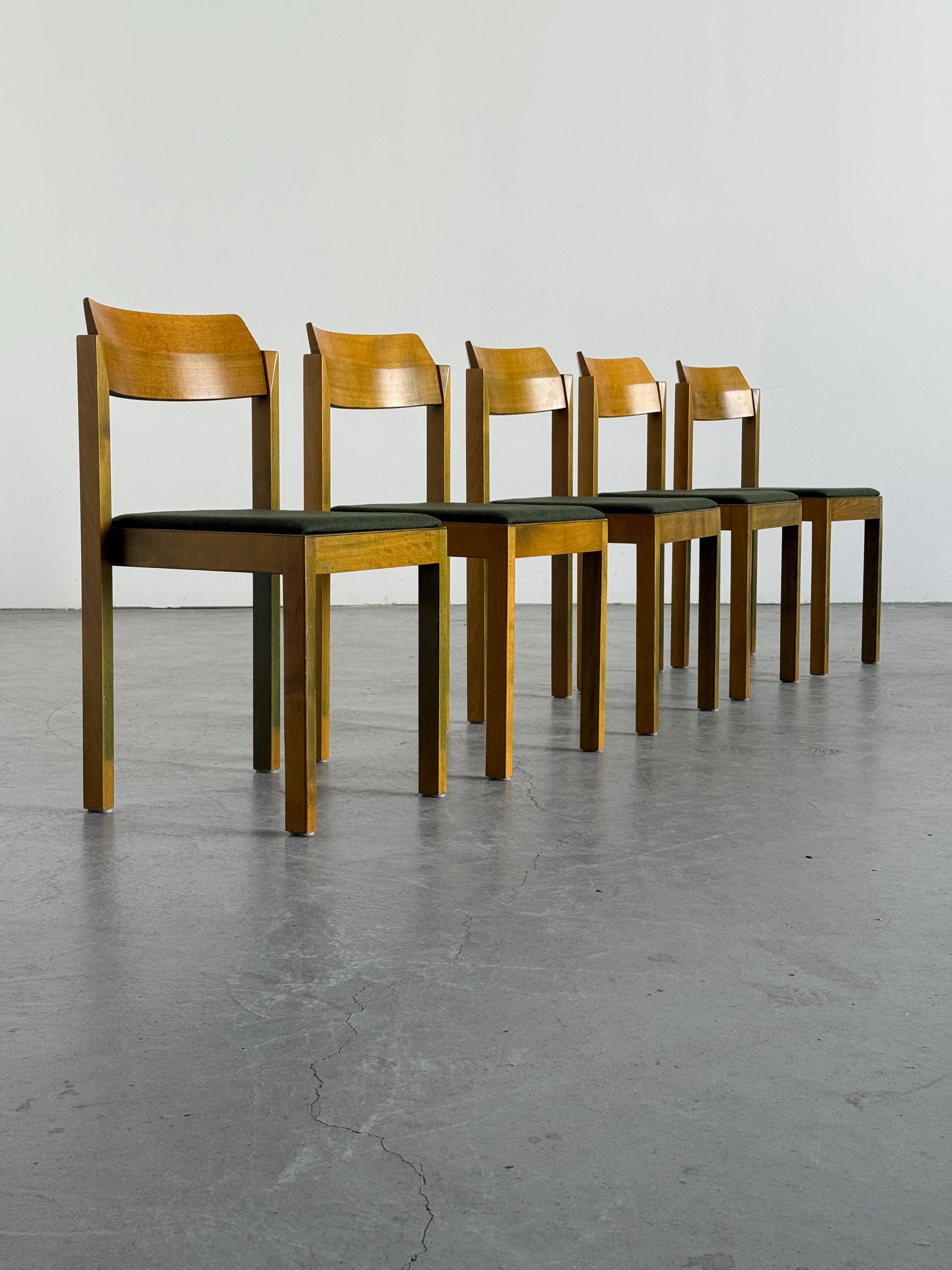 Constructivist Patinated Wooden Dining Chairs