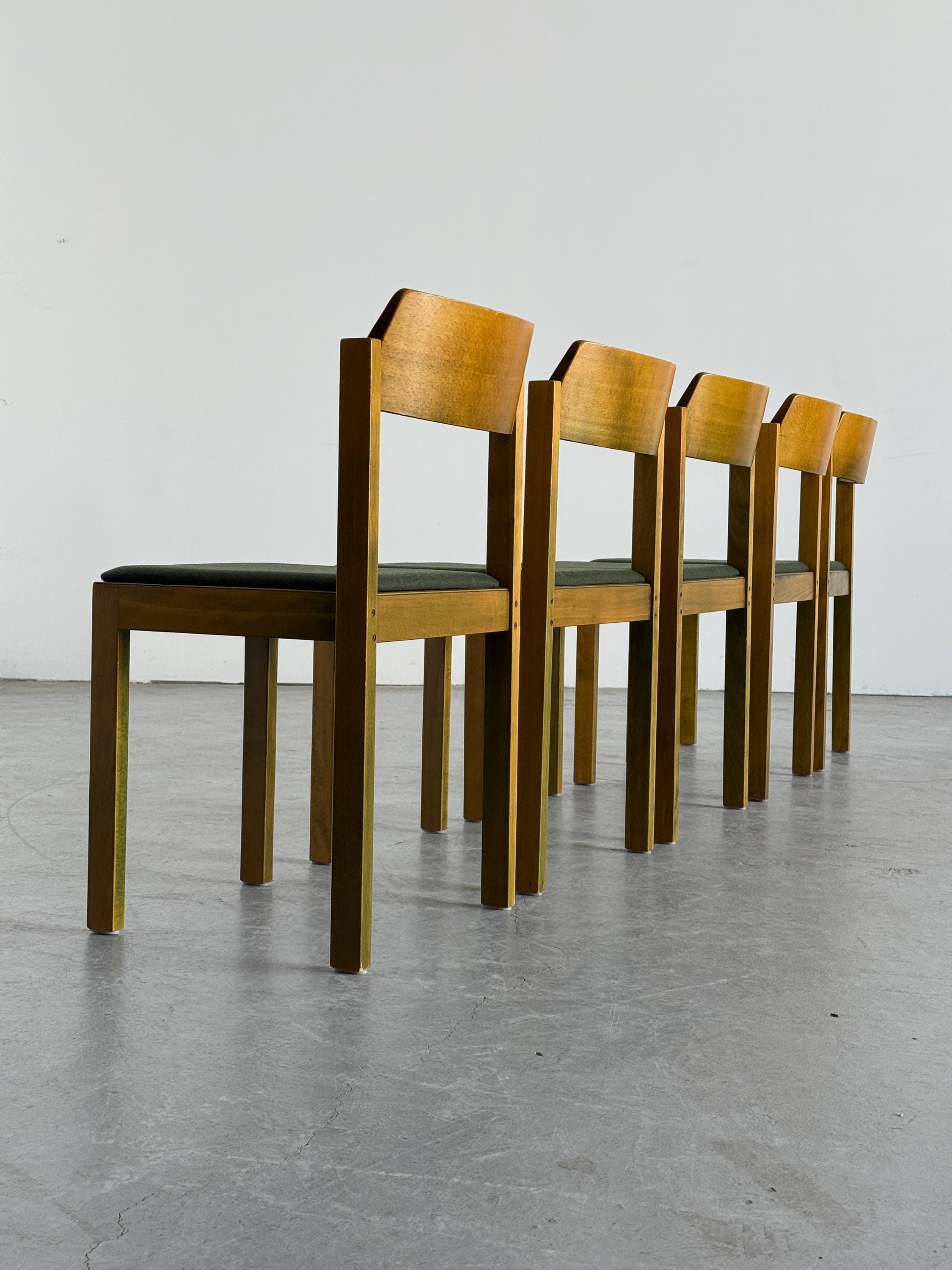 Constructivist Patinated Wooden Dining Chairs