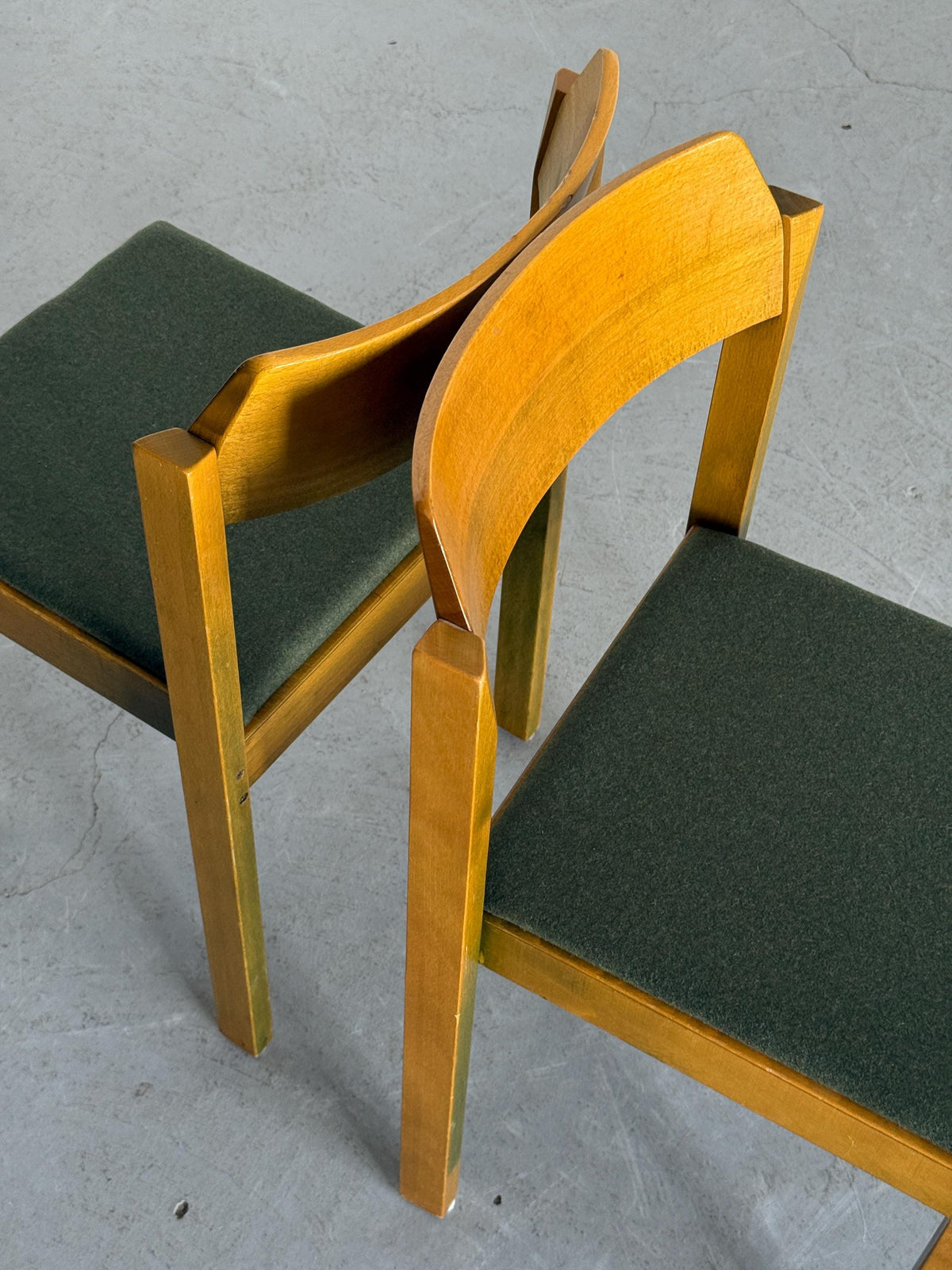 Constructivist Patinated Wooden Dining Chairs