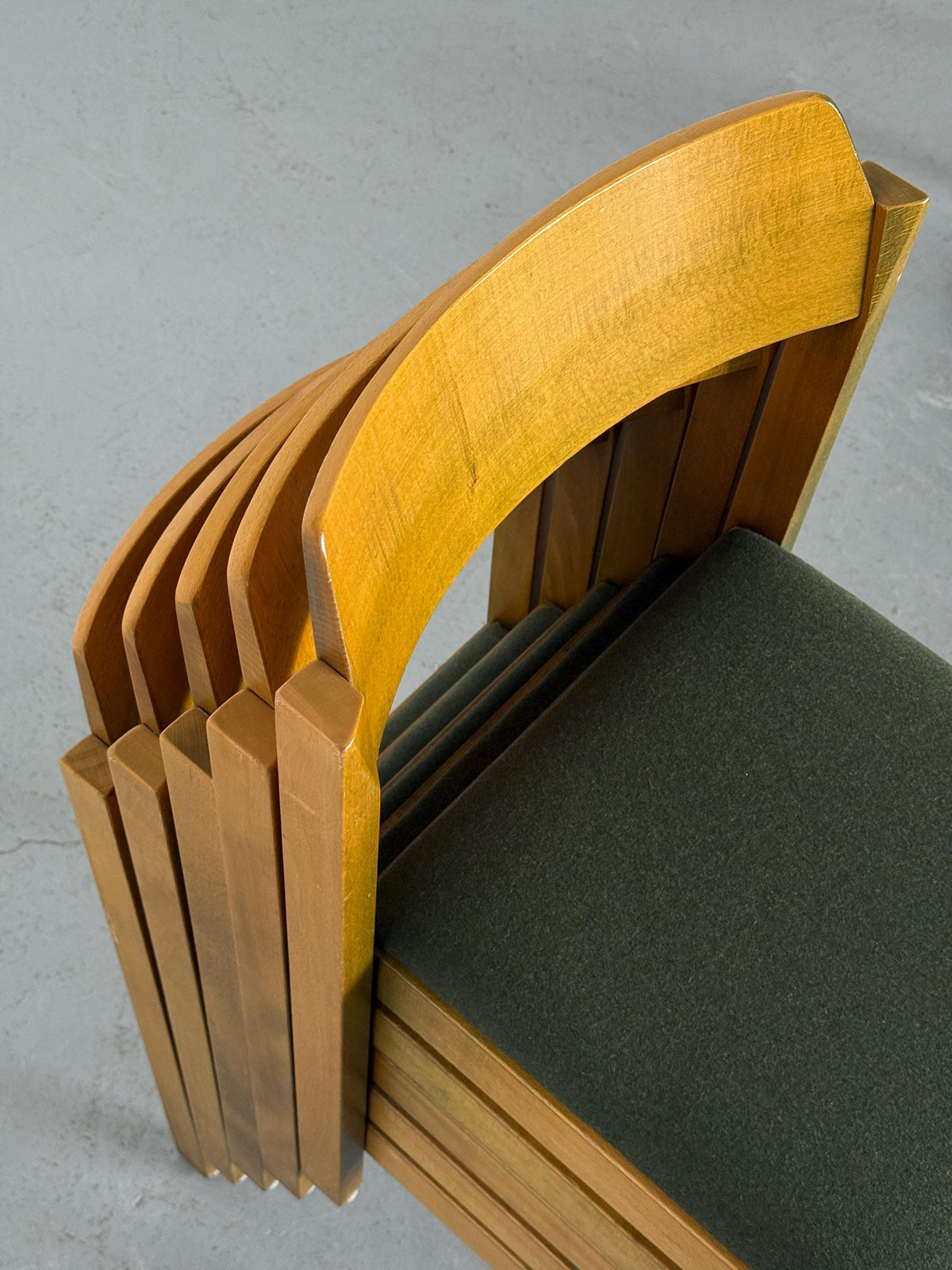 Constructivist Patinated Wooden Dining Chairs