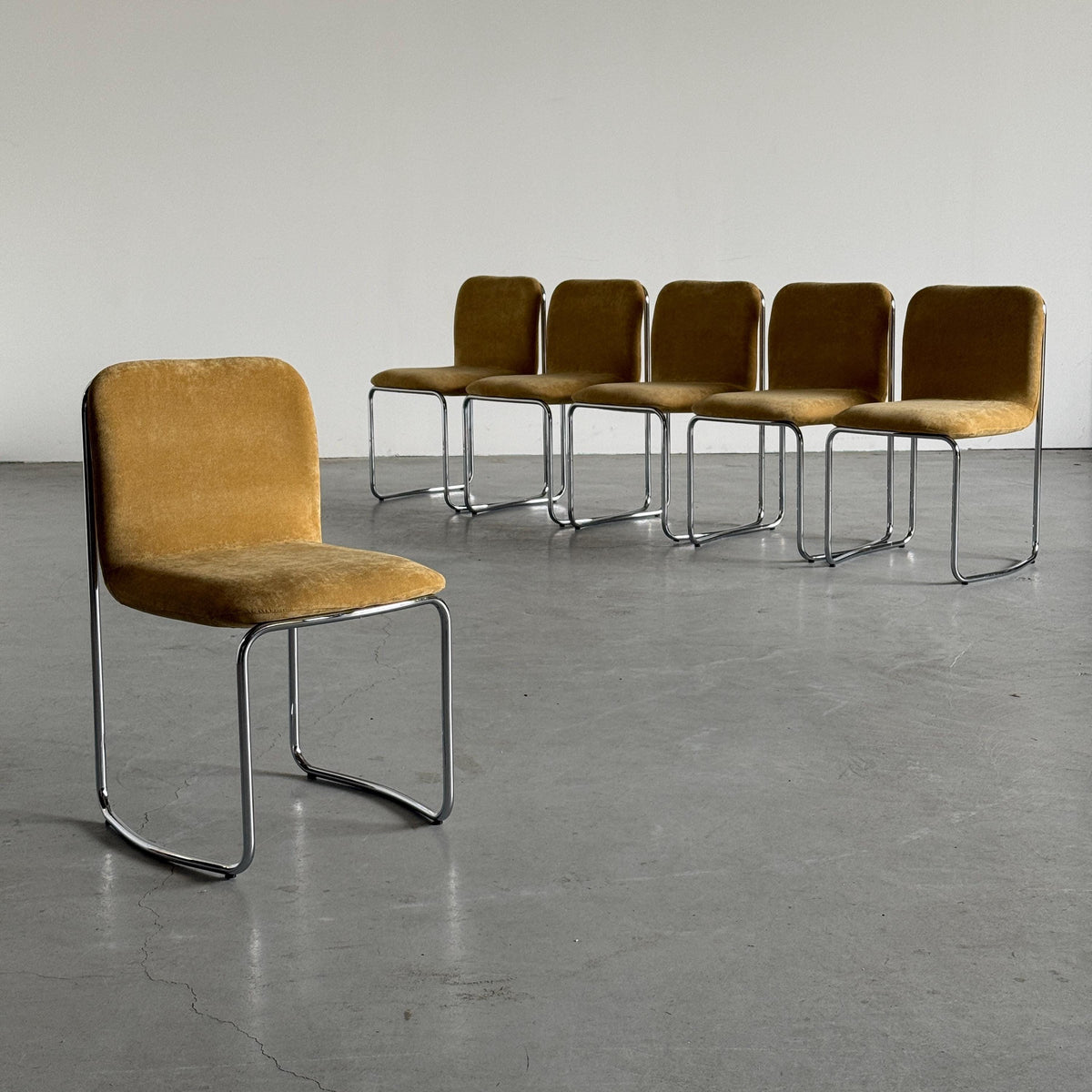 Italian Modernist Chromed Dining Chairs