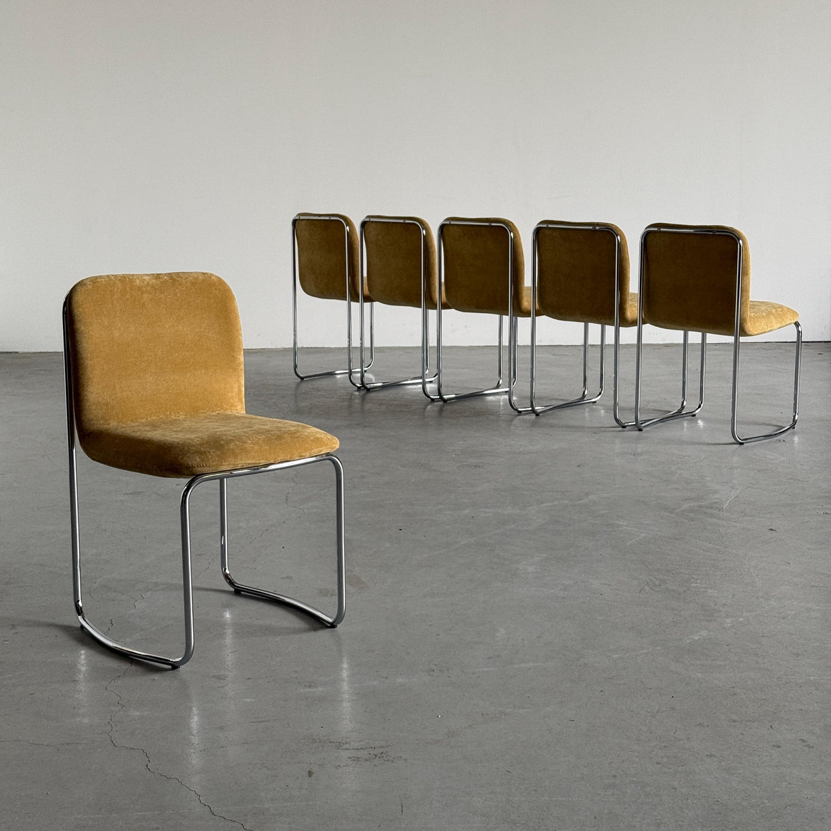 Italian Modernist Chromed Dining Chairs