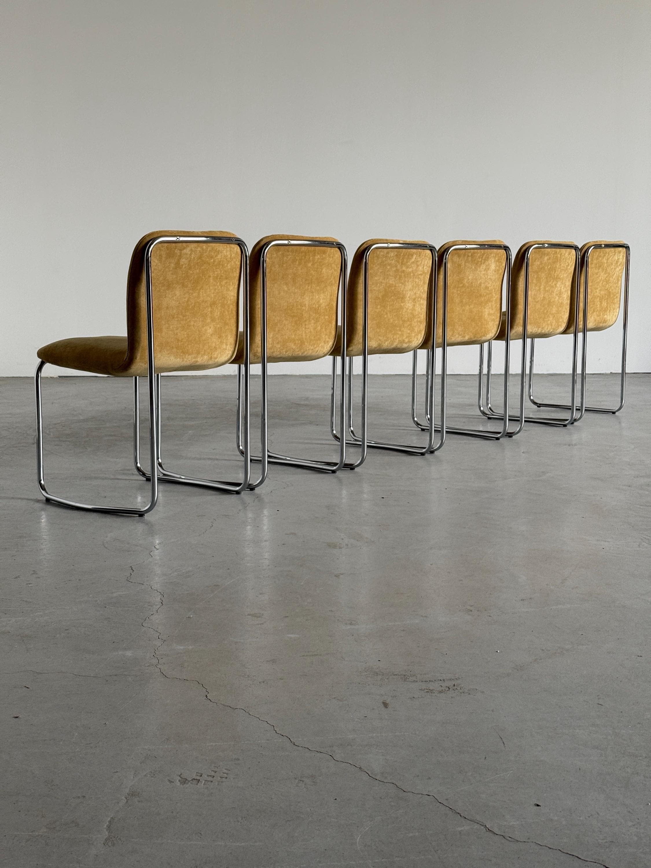 Italian Modernist Chromed Dining Chairs