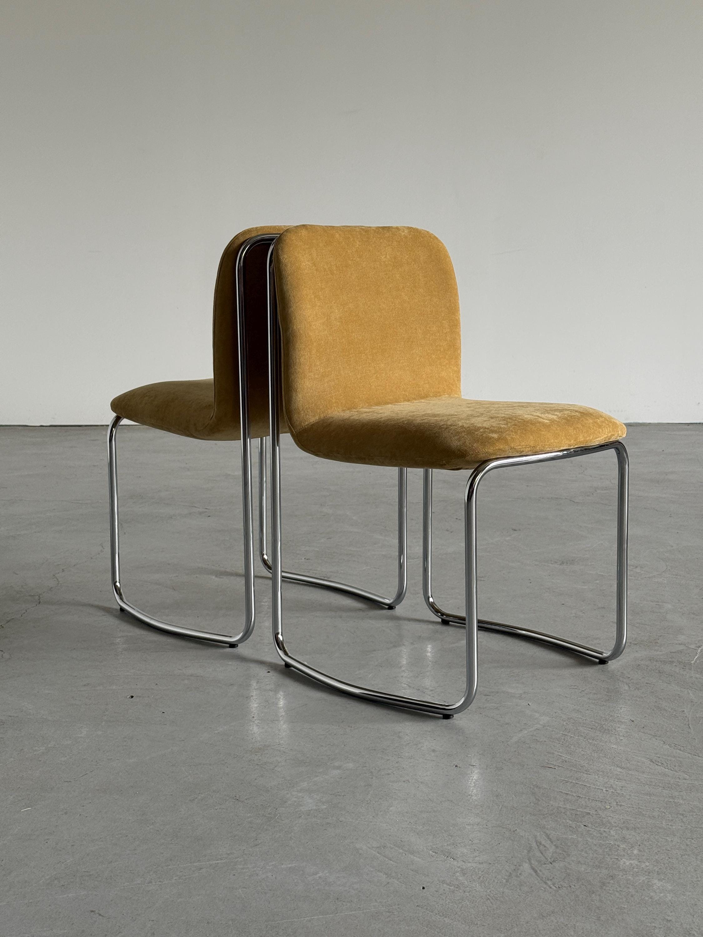 Italian Modernist Chromed Dining Chairs