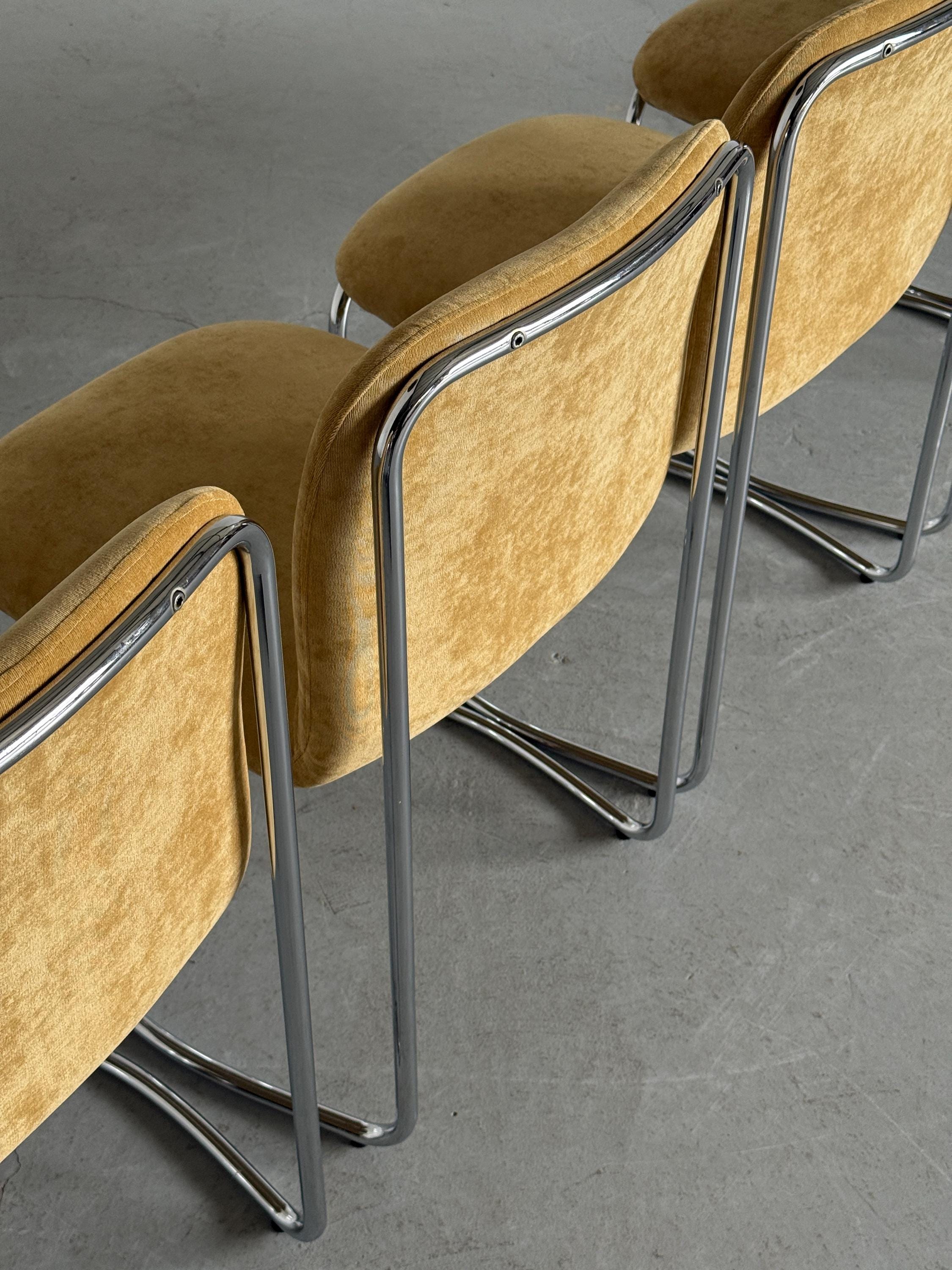 Italian Modernist Chromed Dining Chairs