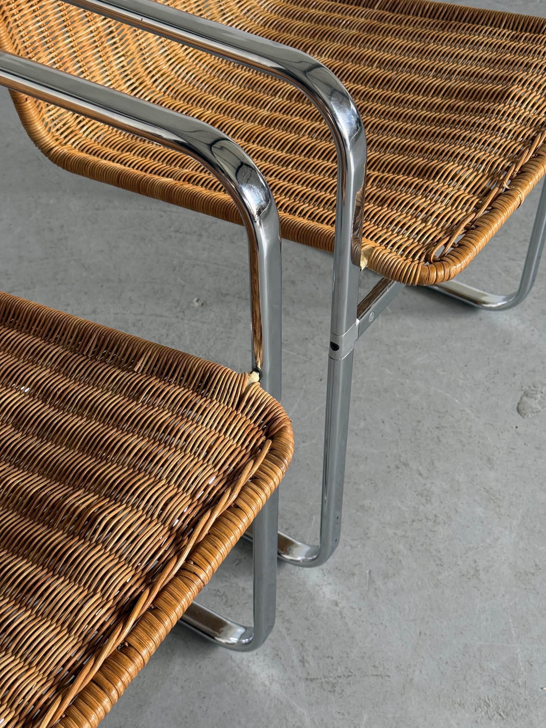 Bauhaus Design Chrome & Rattan Armchairs