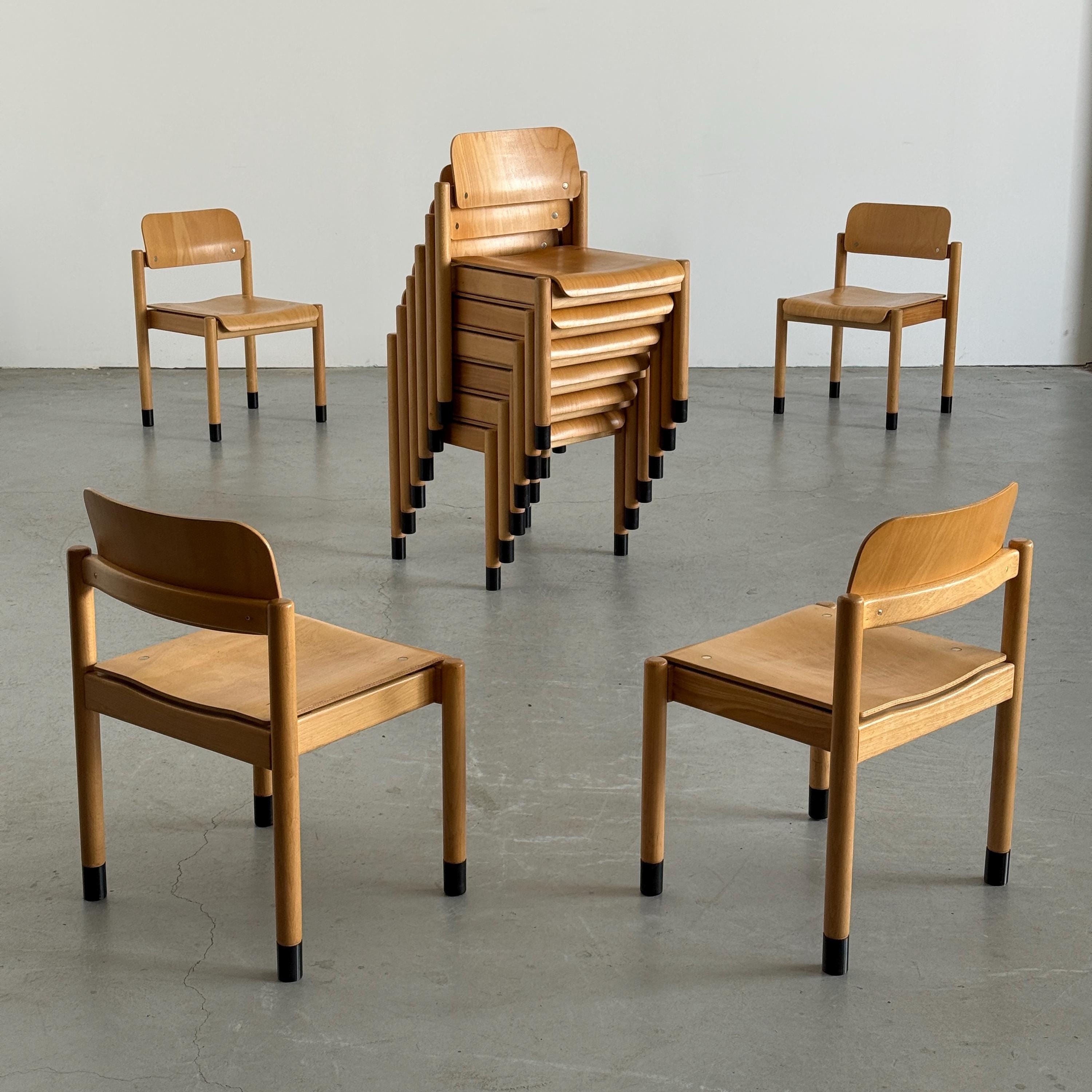 Stackable Beechwood Dining Chairs
