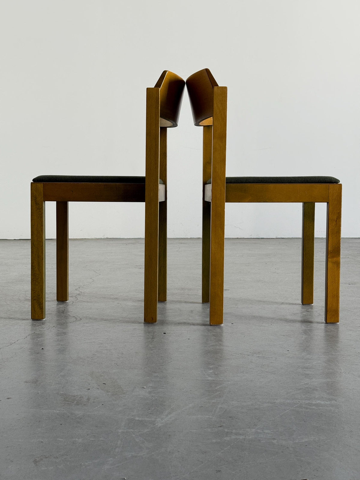 Constructivist Patinated Wooden Dining Chairs