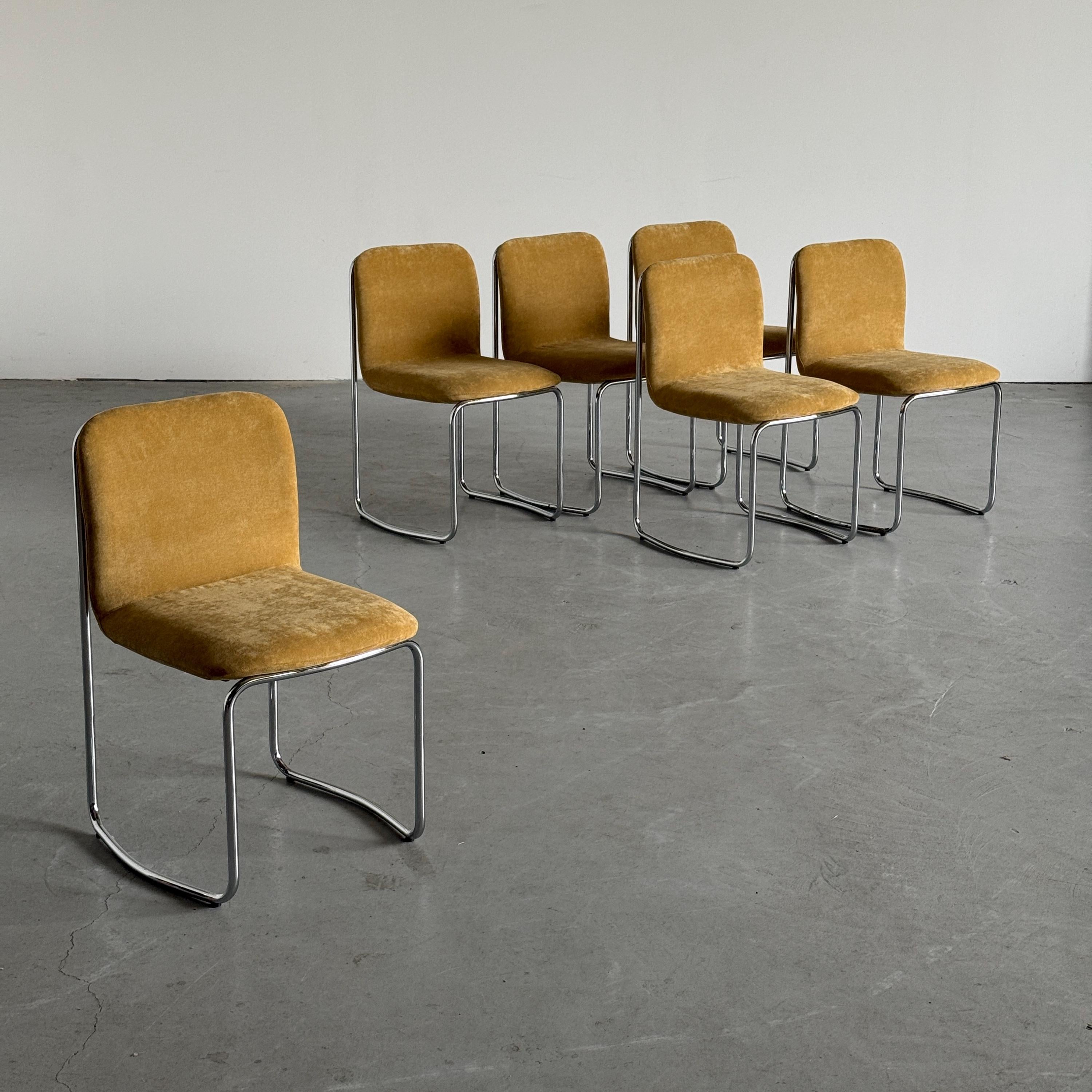 Italian Modernist Chromed Dining Chairs