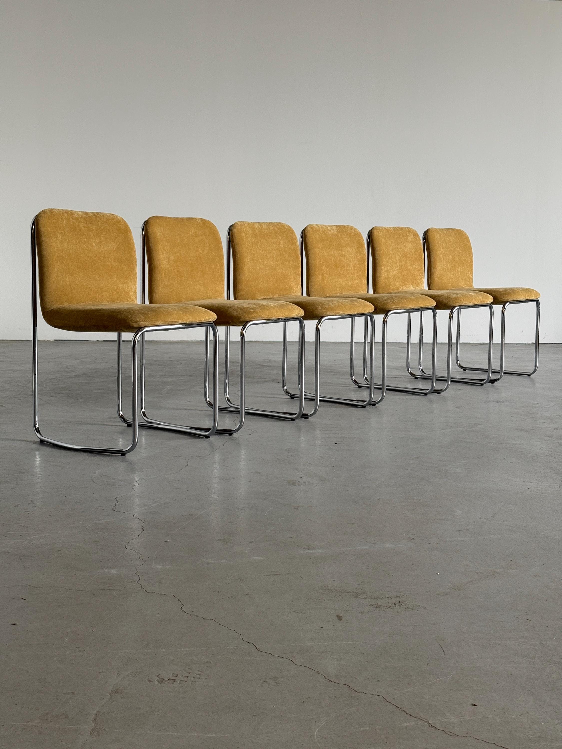 Italian Modernist Chromed Dining Chairs