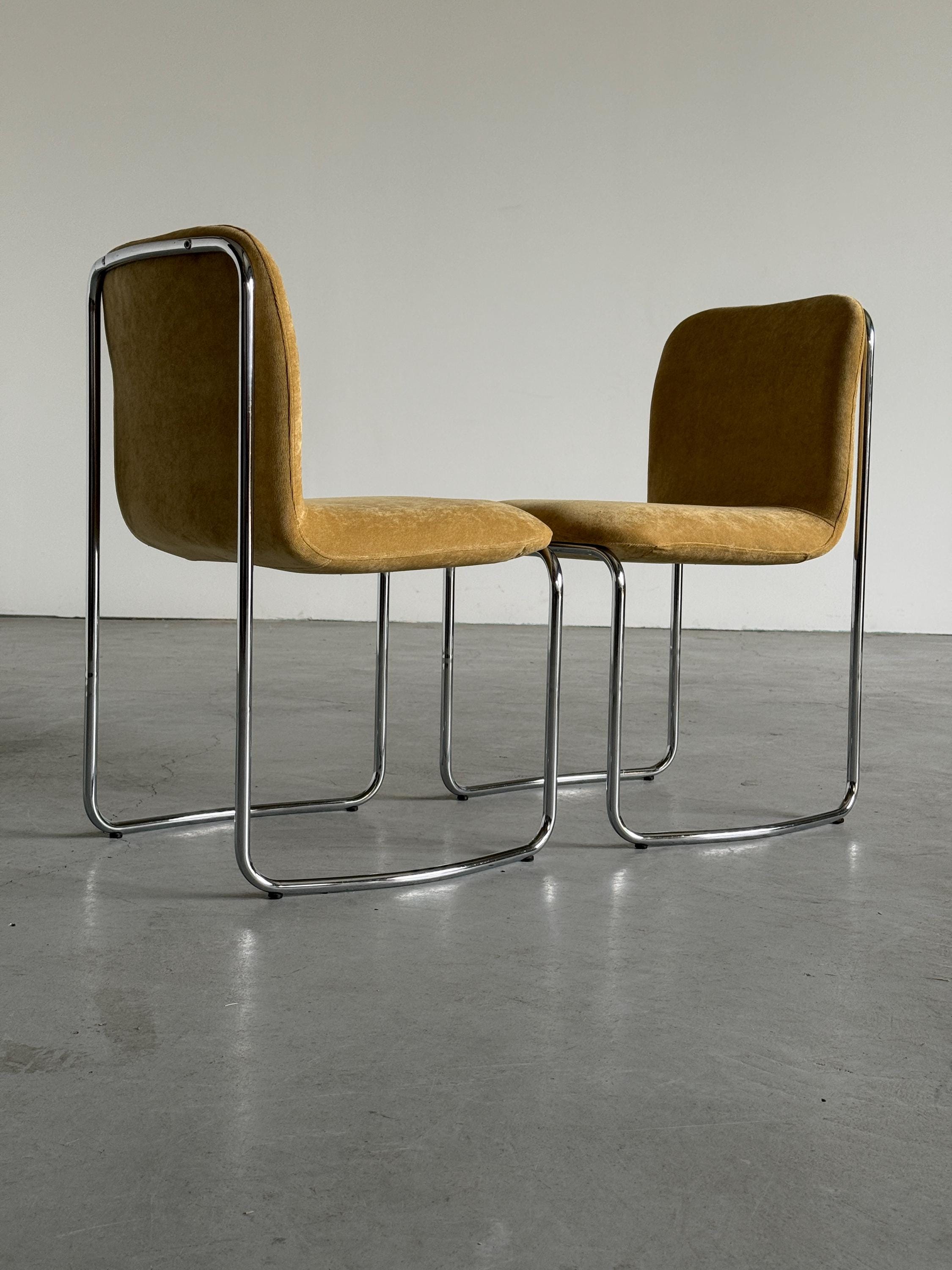 Italian Modernist Chromed Dining Chairs