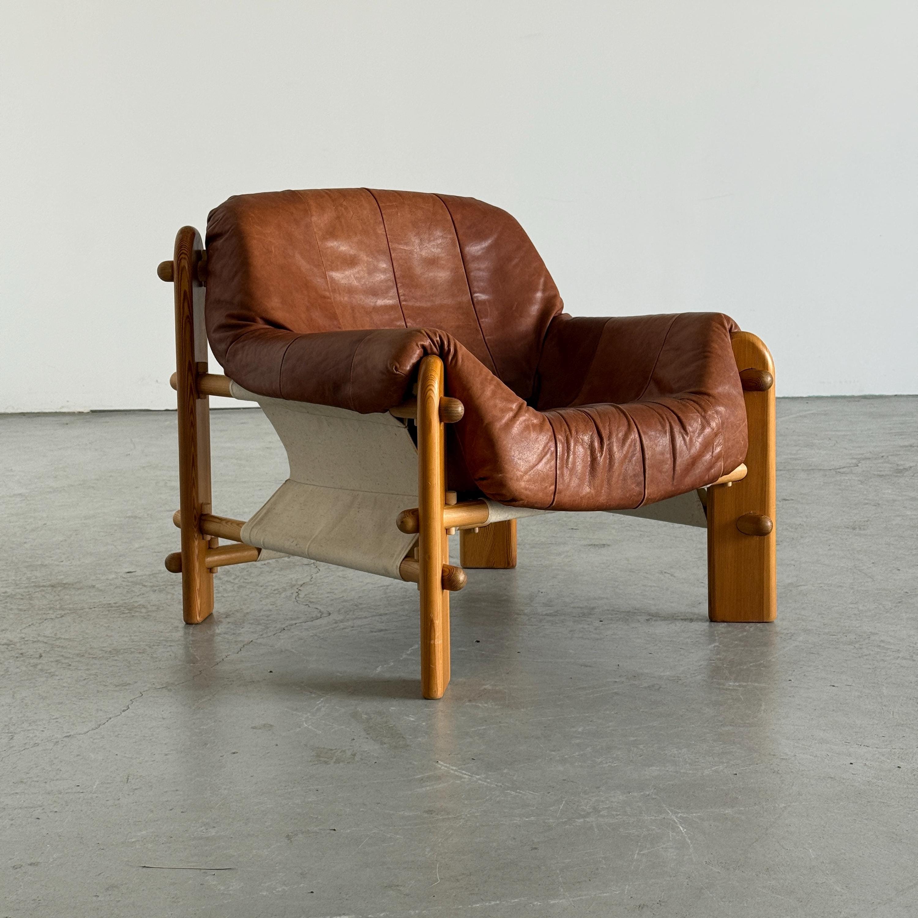 Brutalist Pine Sling Lounge Chair