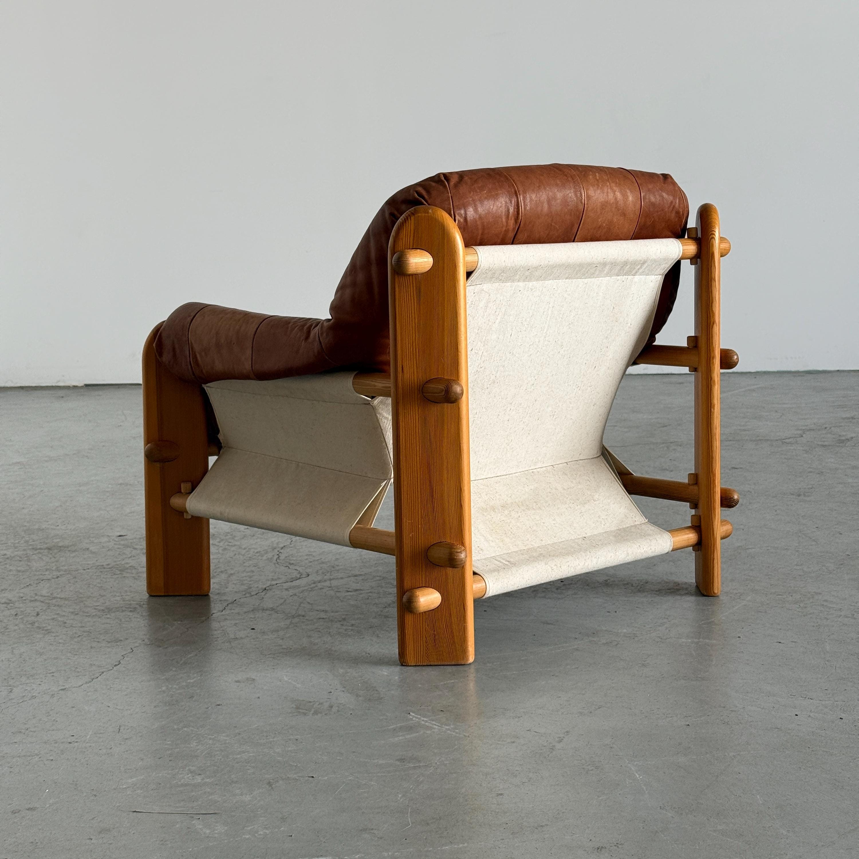 Brutalist Pine Sling Lounge Chair
