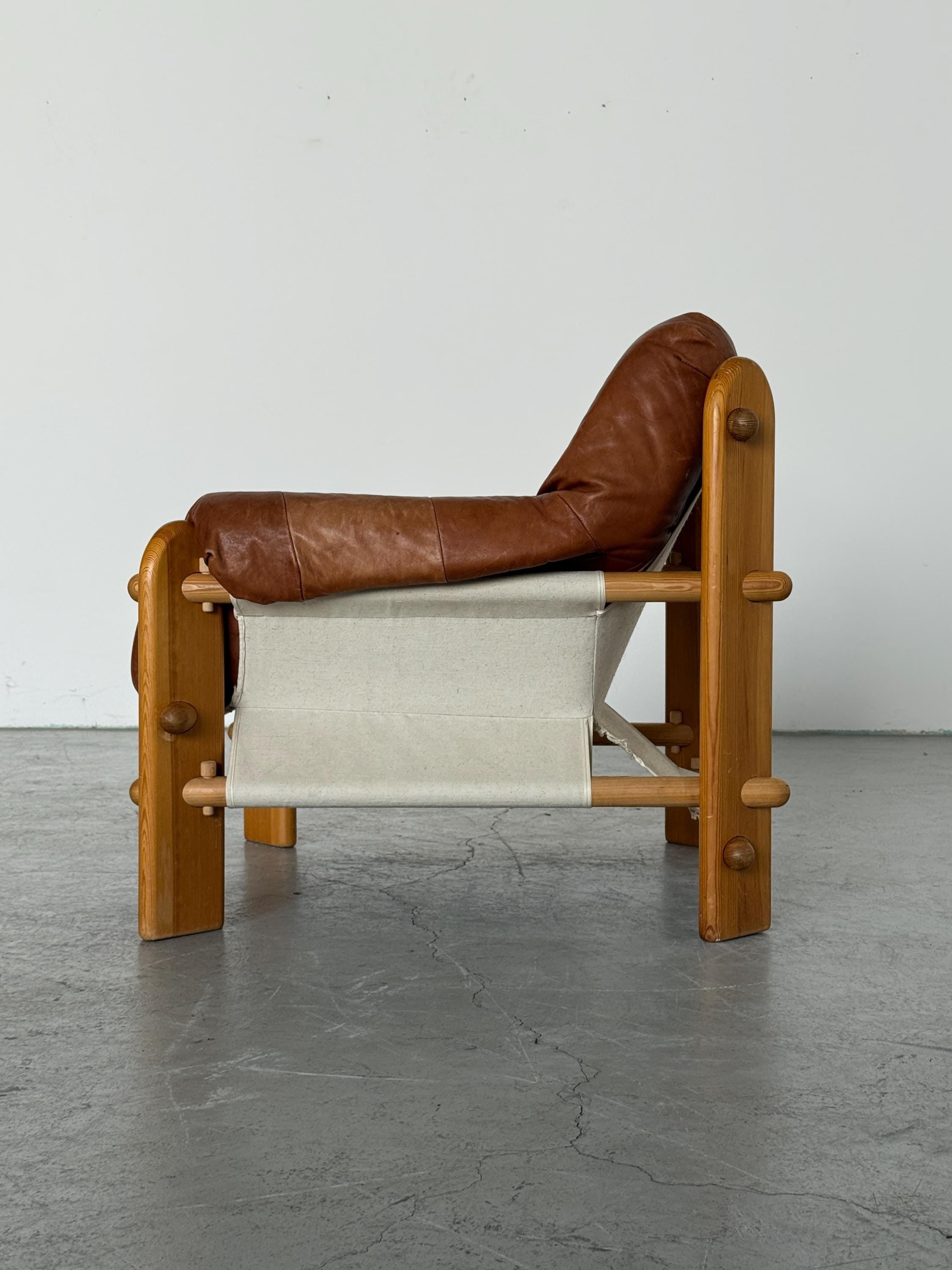Brutalist Pine Sling Lounge Chair