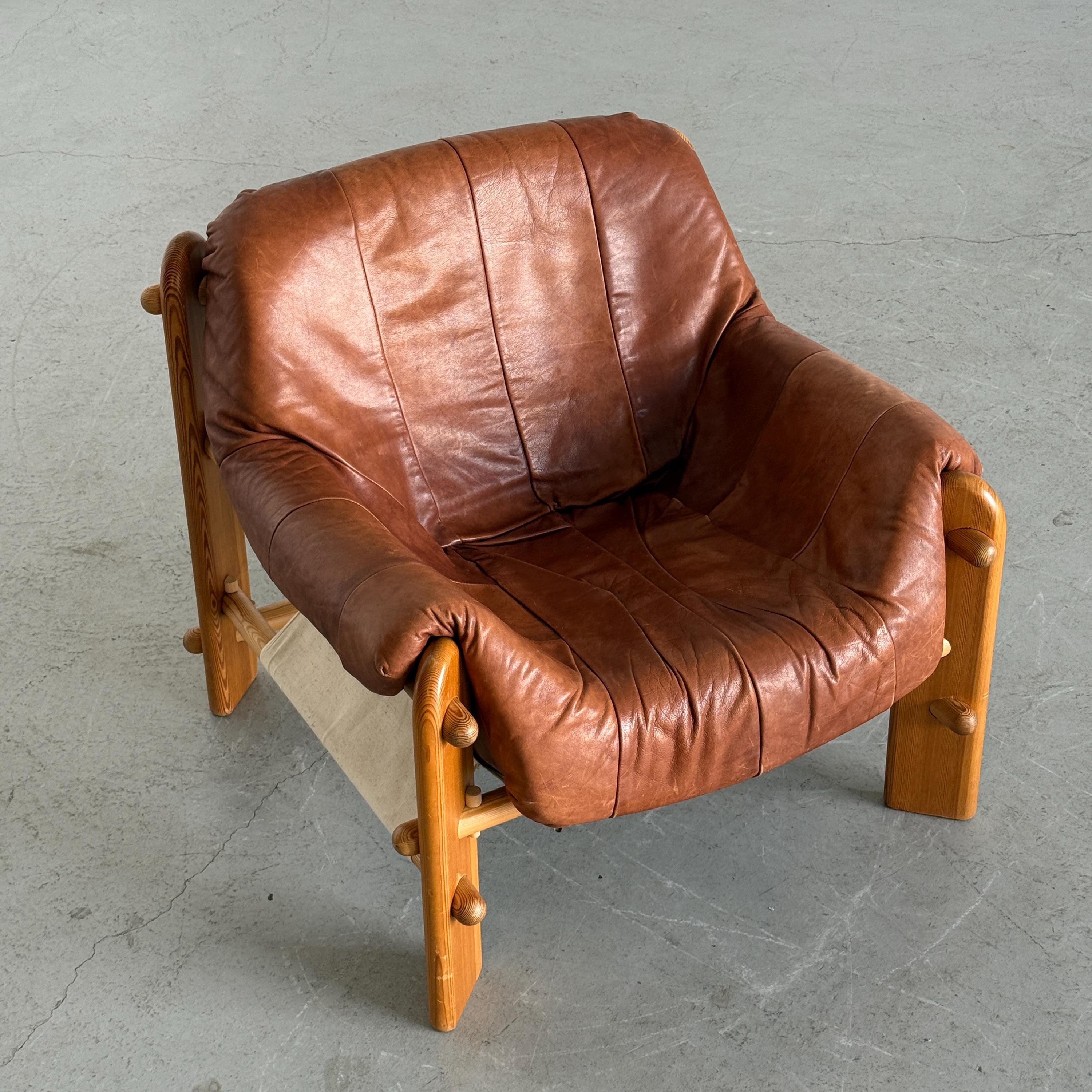 Brutalist Pine Sling Lounge Chair