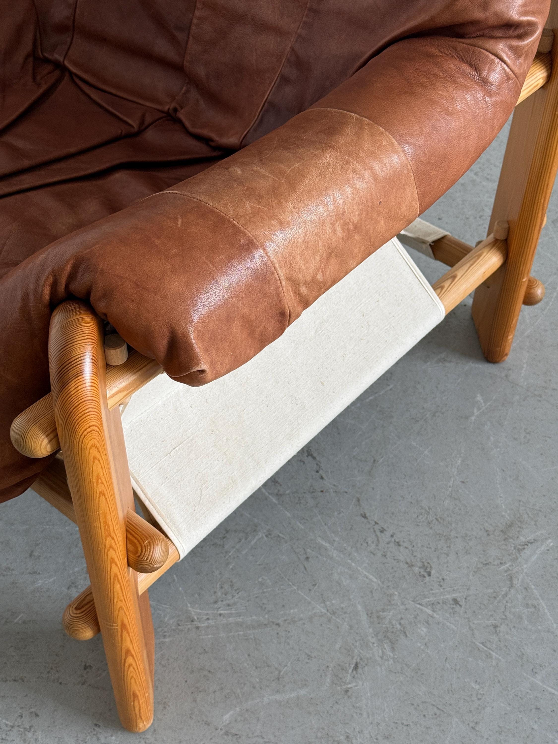 Brutalist Pine Sling Lounge Chair