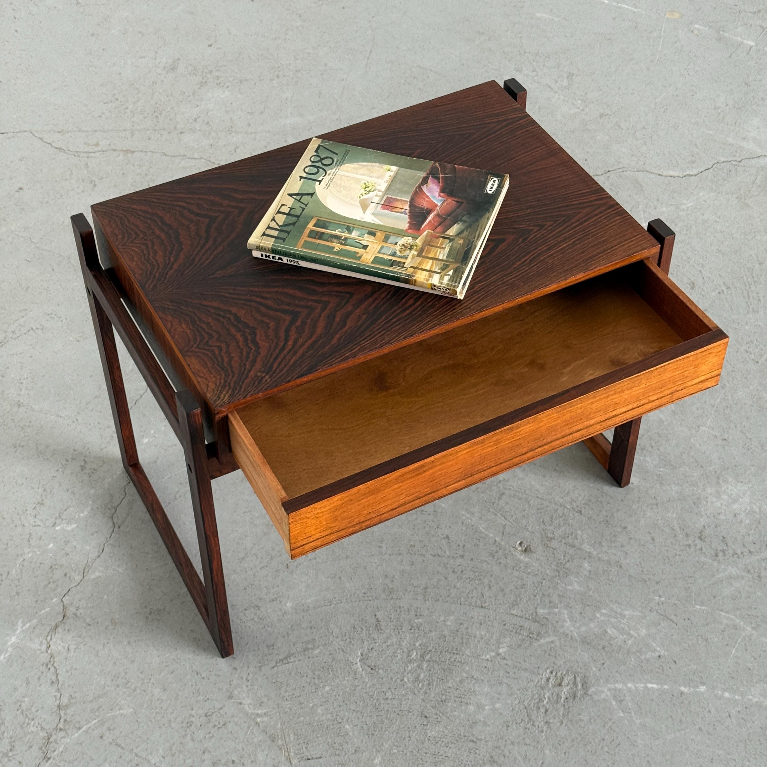 Danish Modern Rosewood Side Table with Drawer
