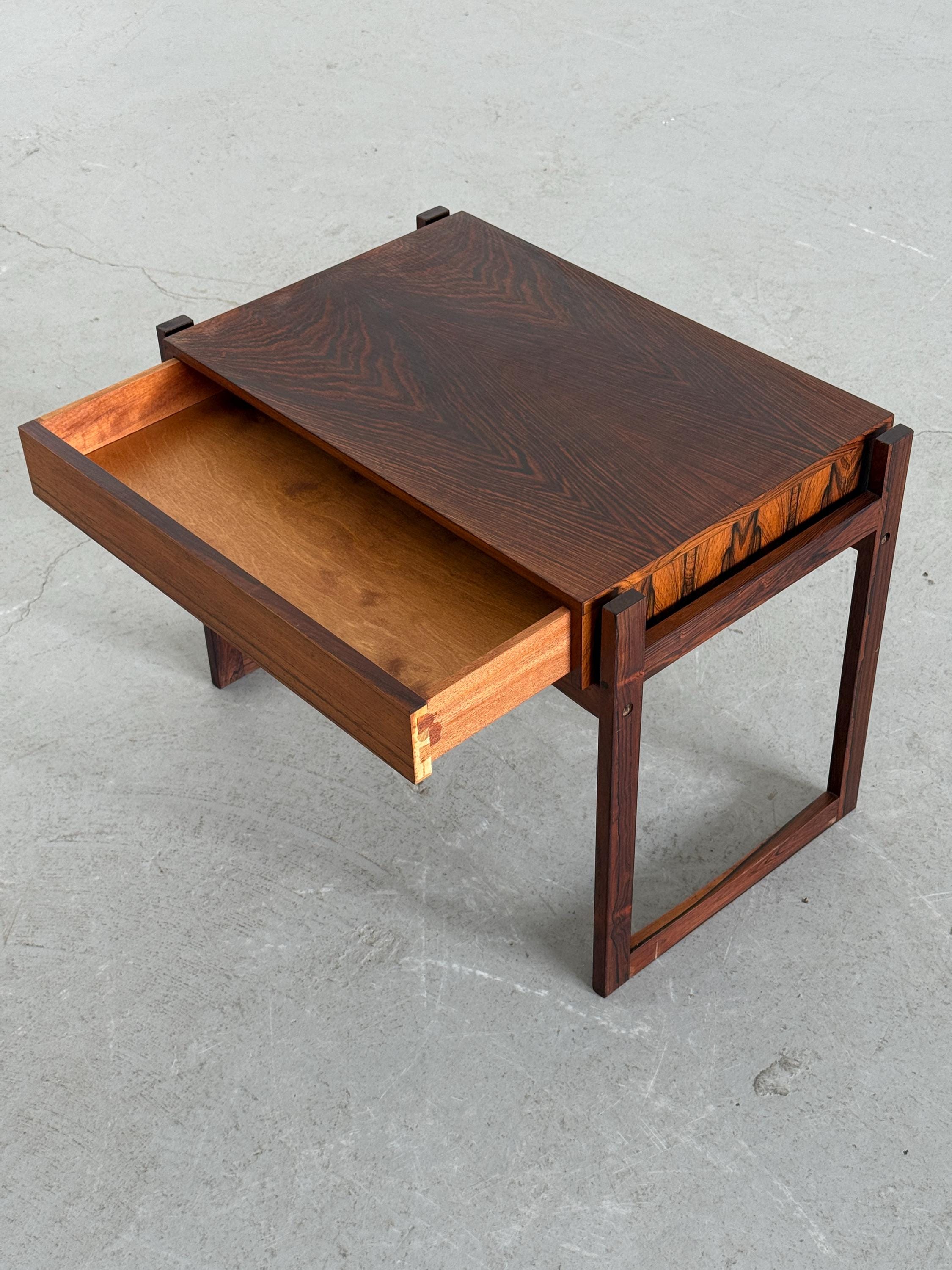 Danish Modern Rosewood Side Table with Drawer