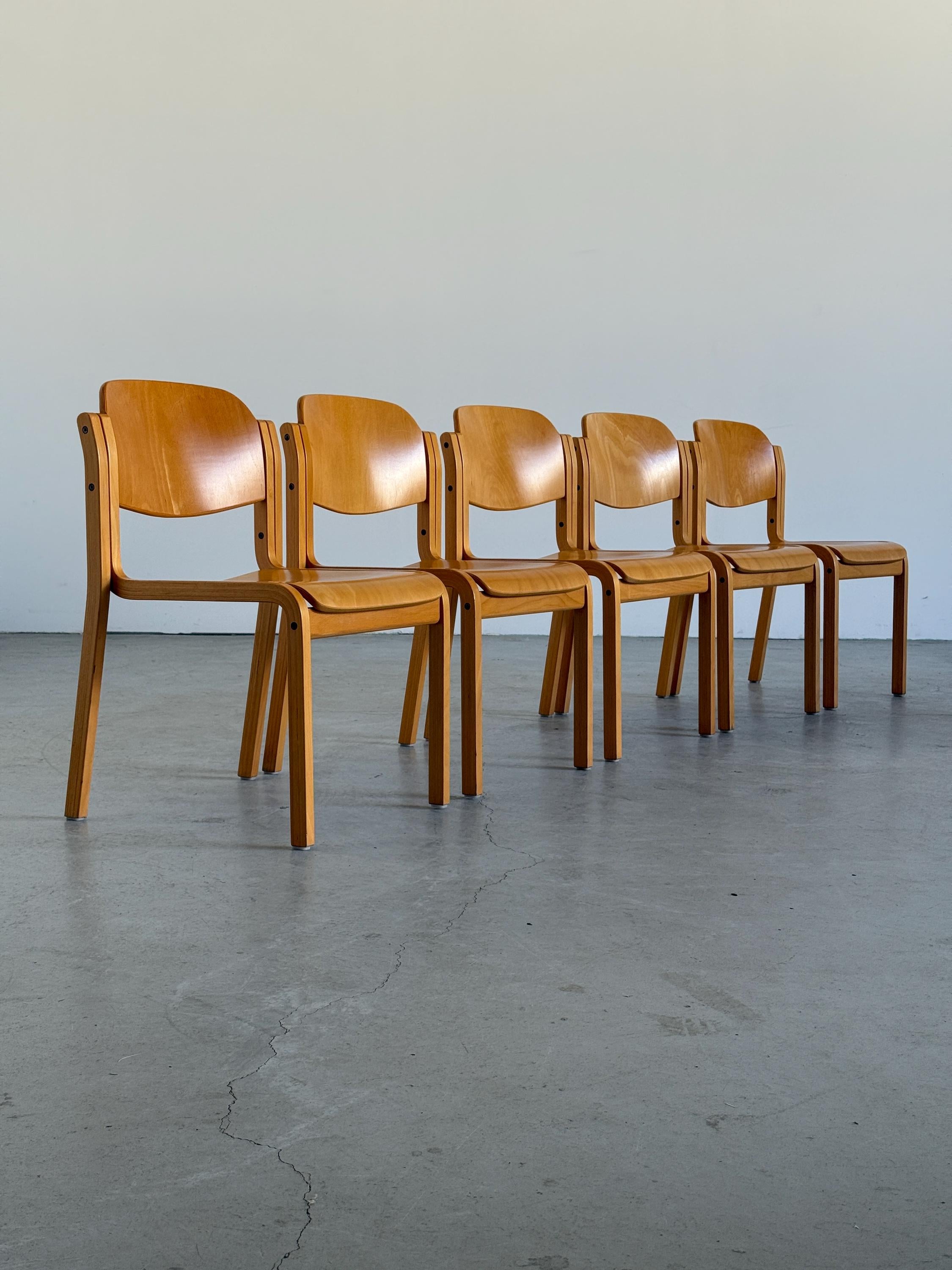 Elegant Lacquered Bentwood Stacking Chairs