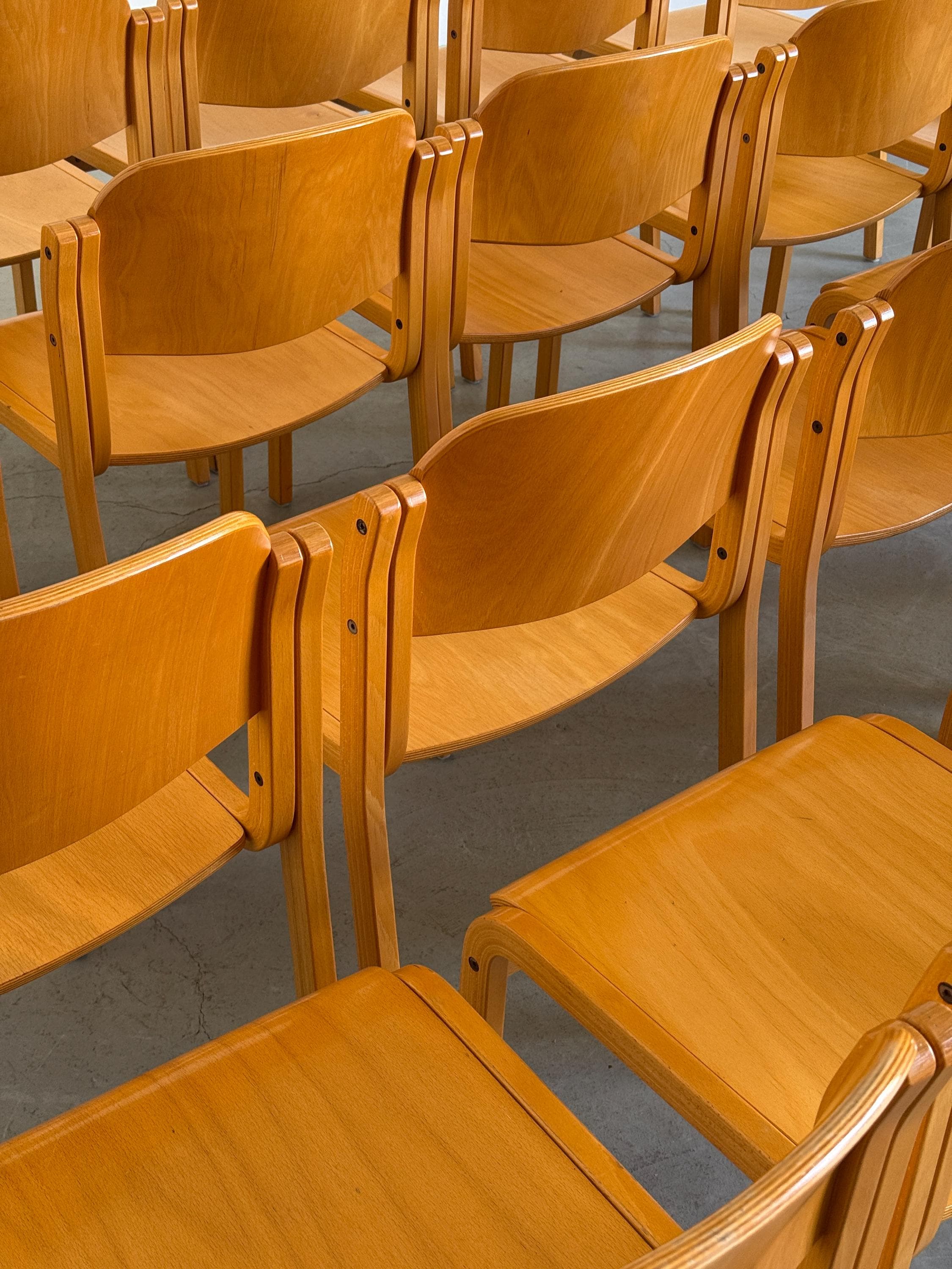 Elegant Lacquered Bentwood Stacking Chairs
