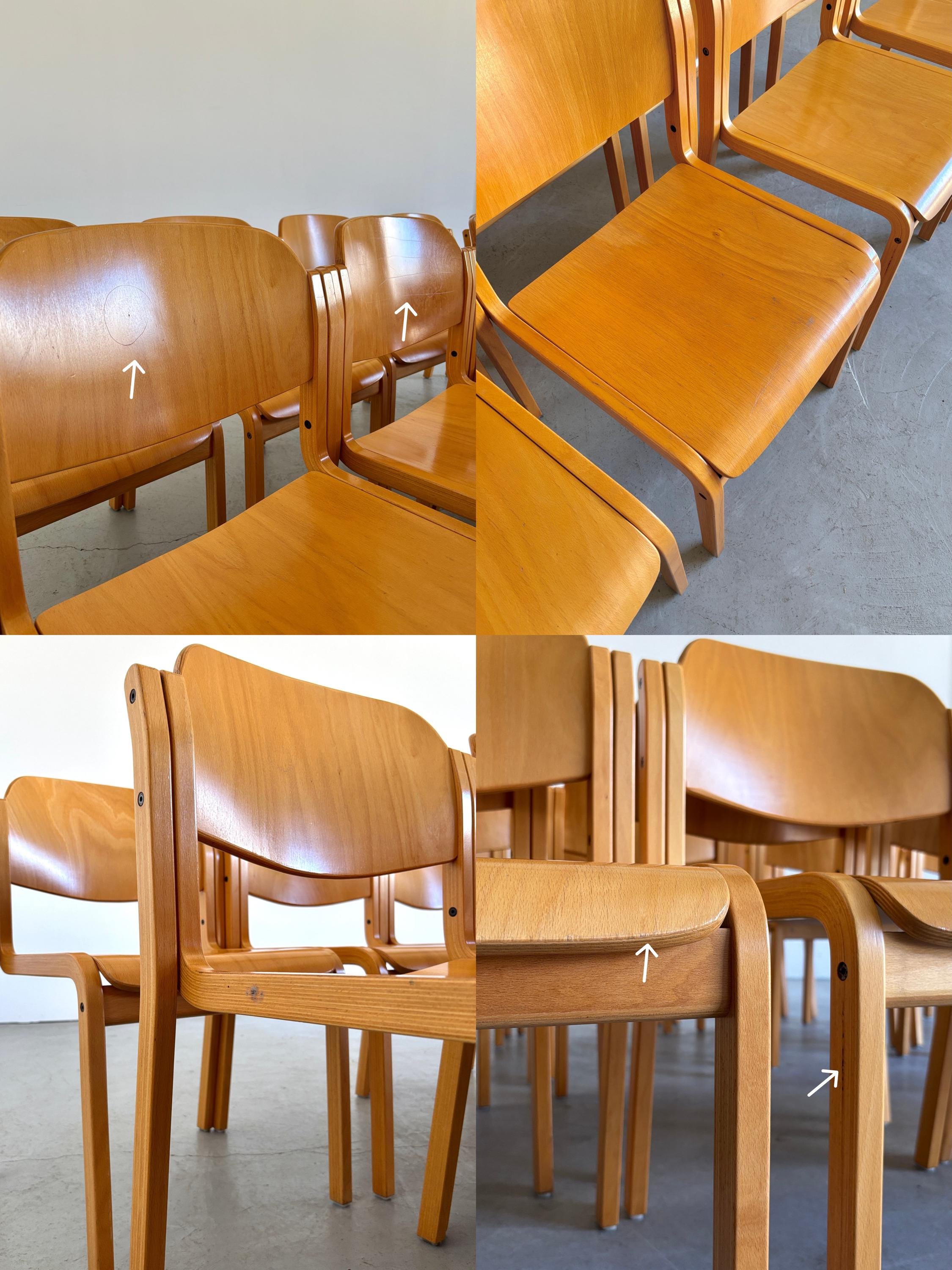 Elegant Lacquered Bentwood Stacking Chairs