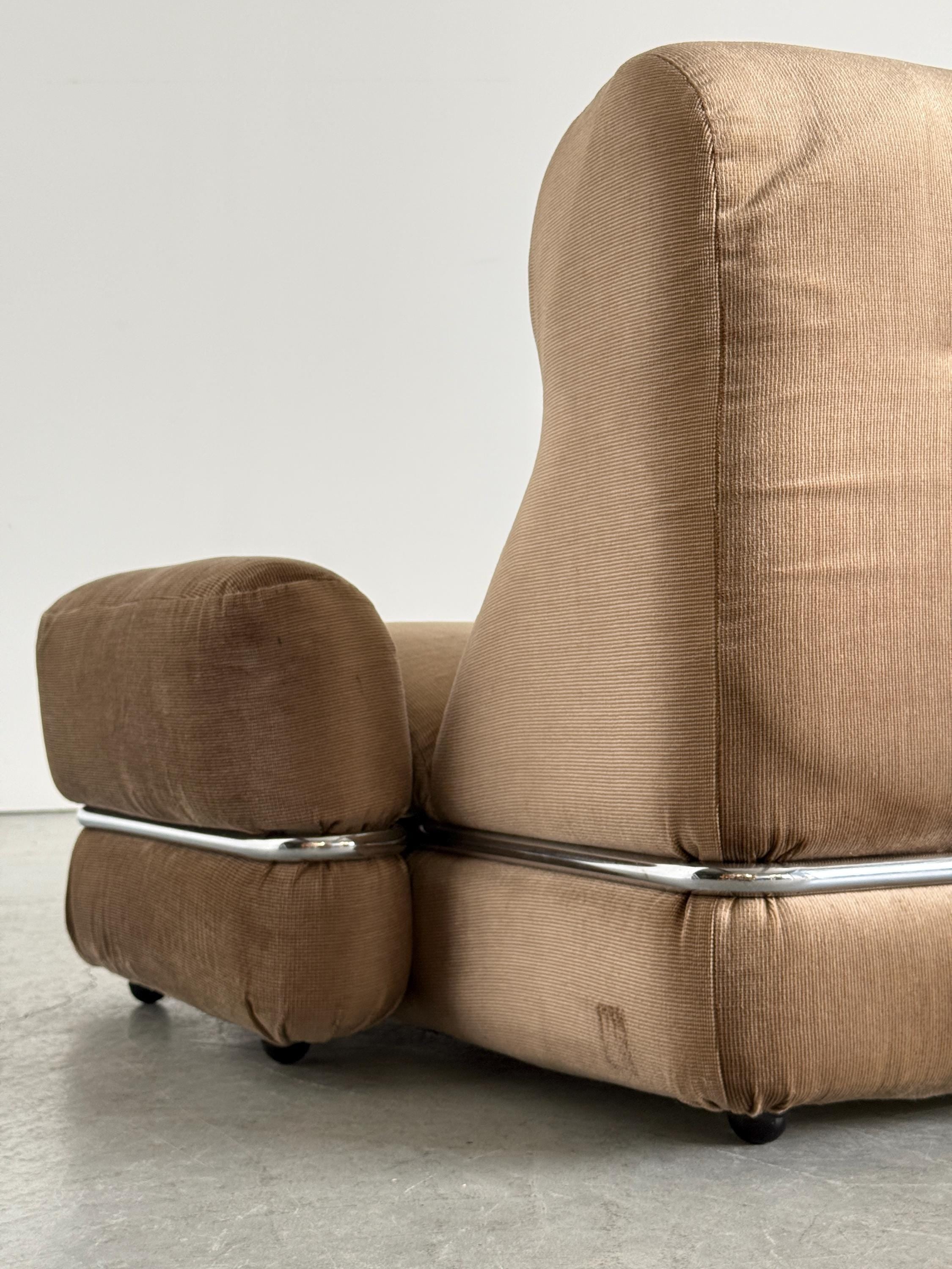 Italian Lounge Chair with Tubular Steel Frame