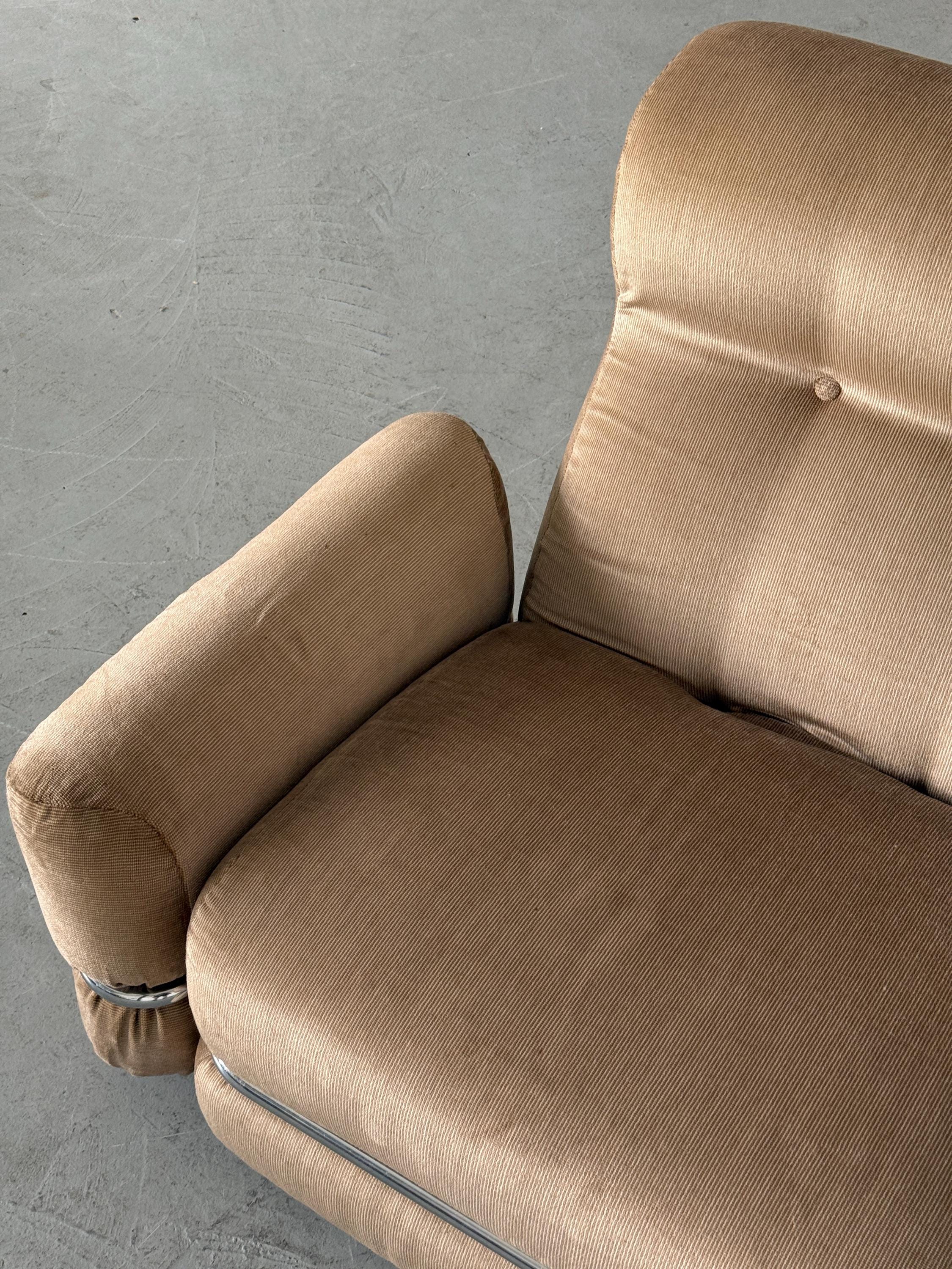 Italian Lounge Chair with Tubular Steel Frame