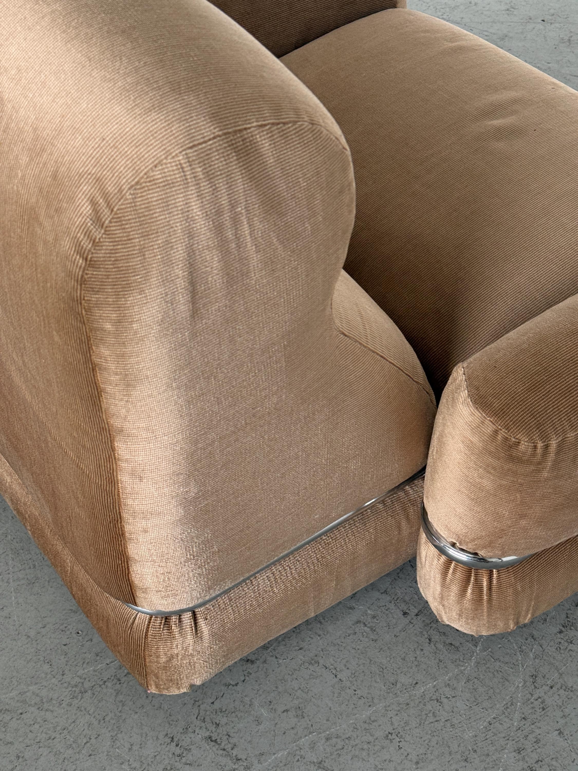 Italian Lounge Chair with Tubular Steel Frame