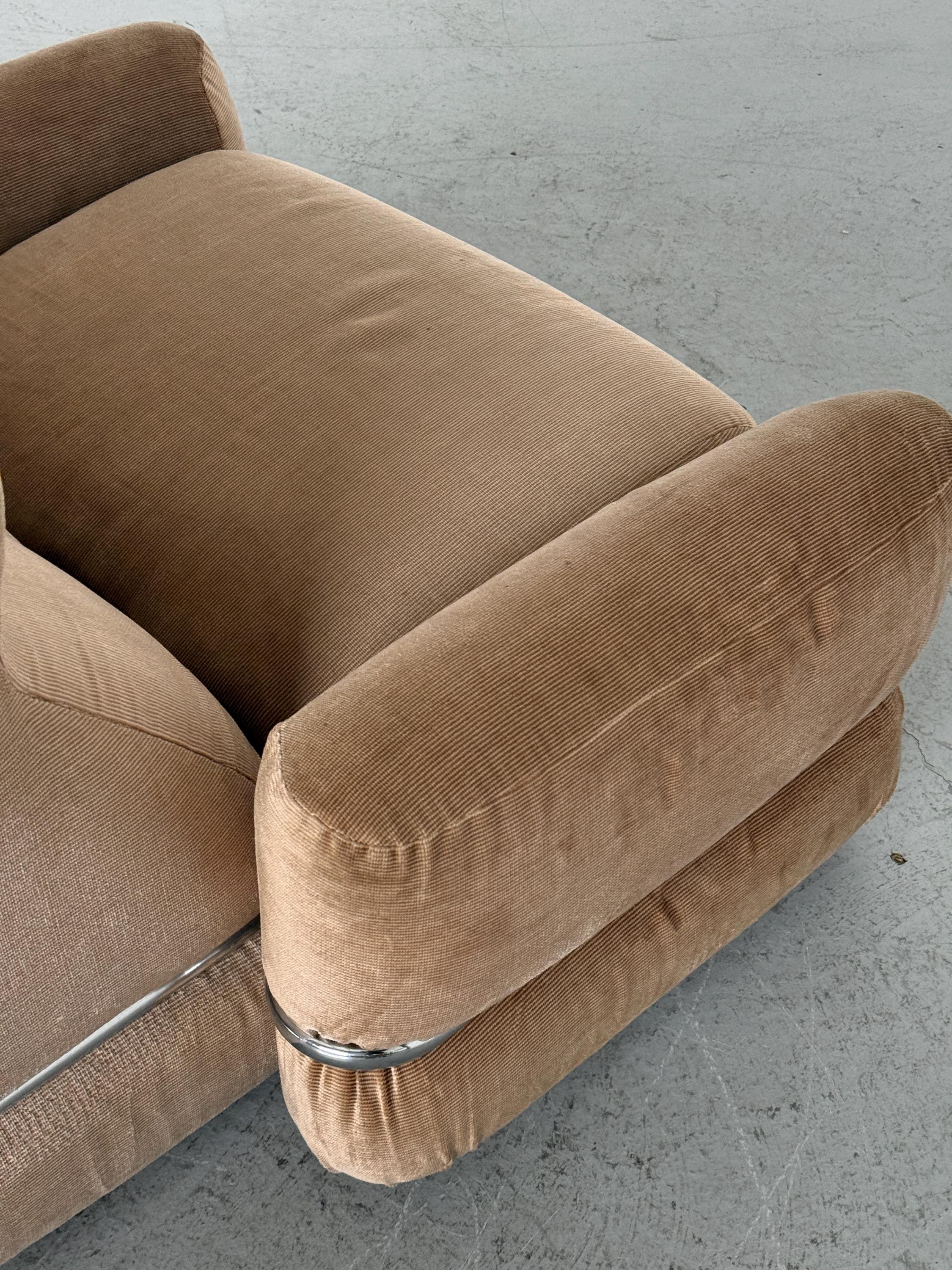 Italian Lounge Chair with Tubular Steel Frame