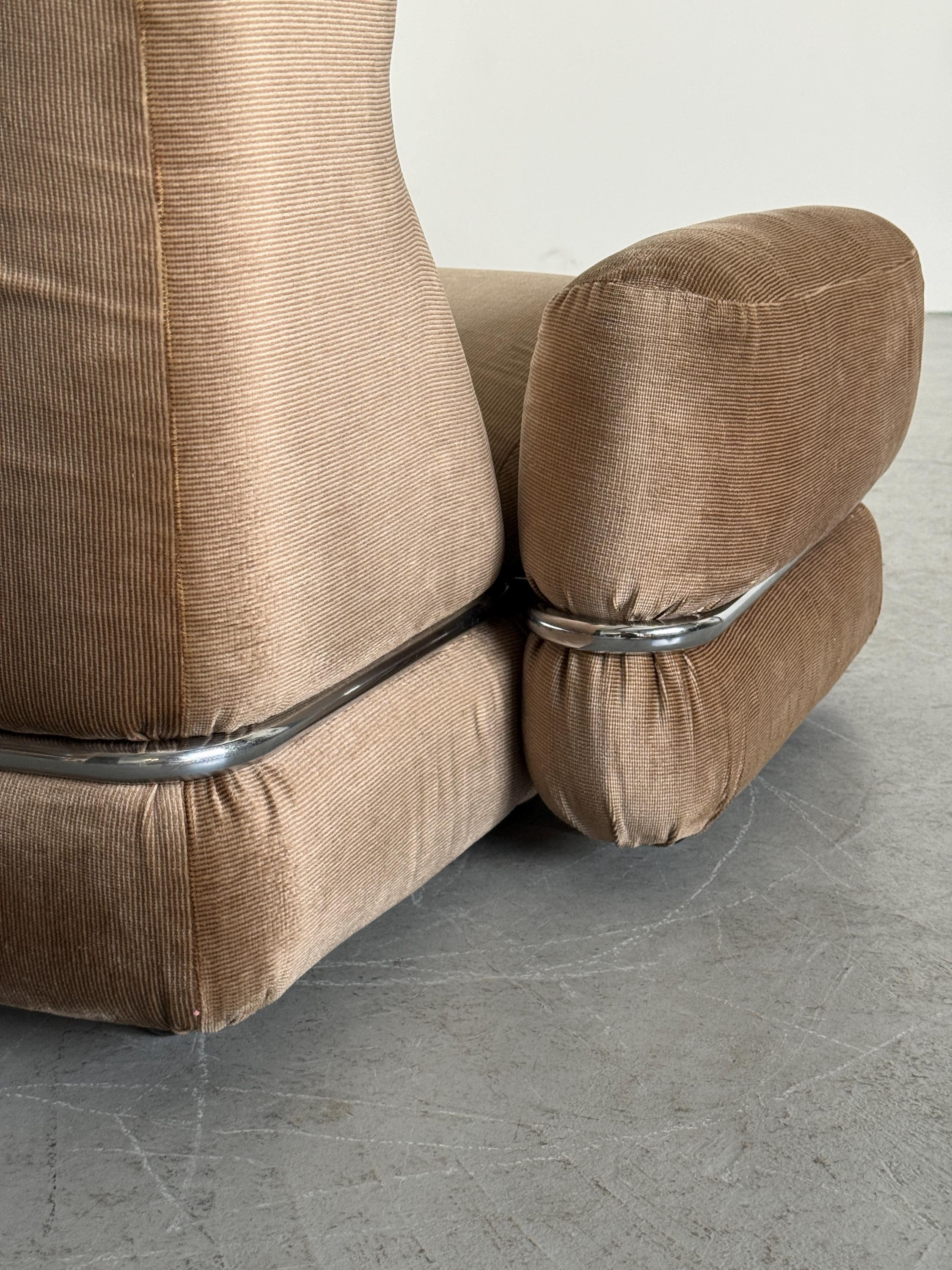 Italian Lounge Chair with Tubular Steel Frame