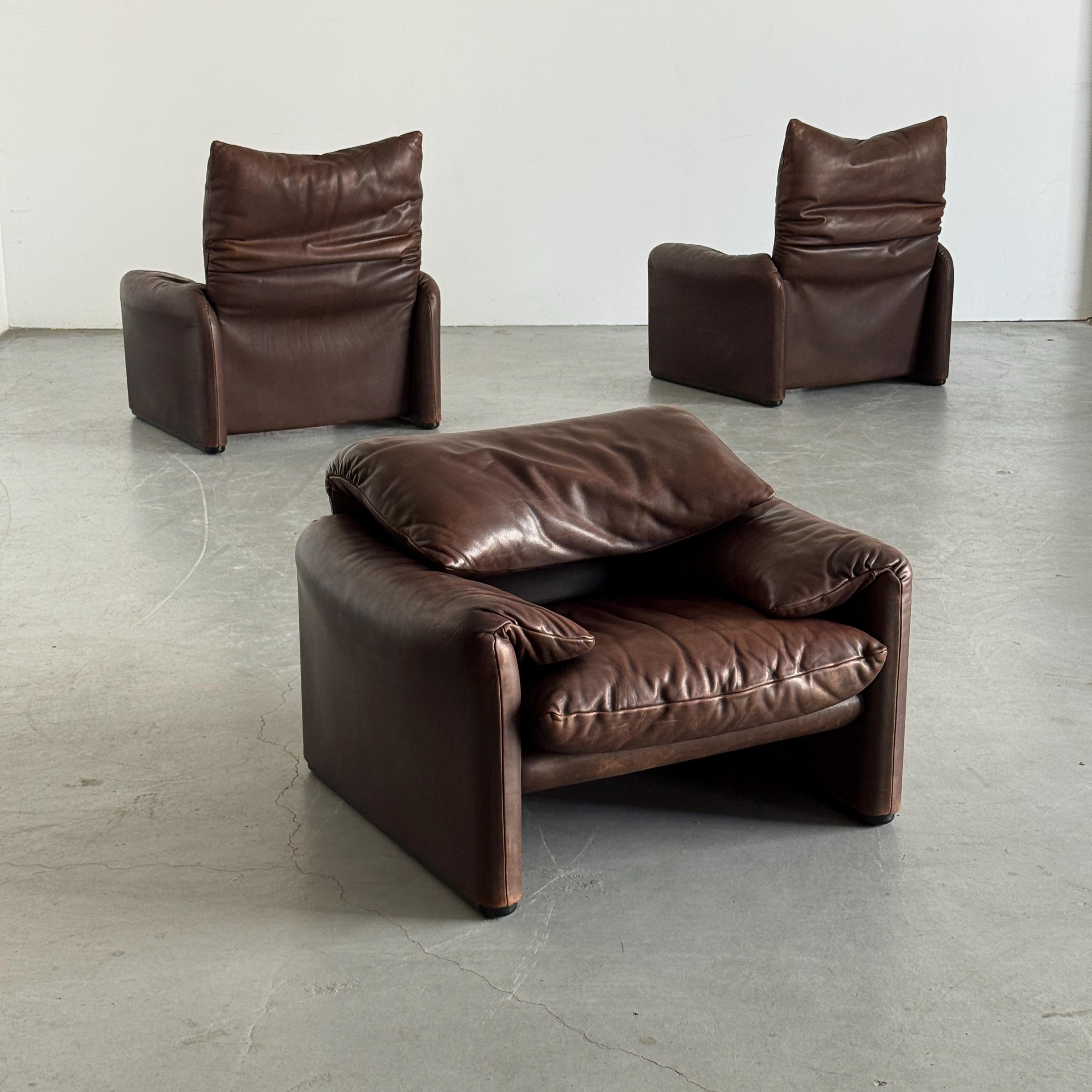 Maralunga Leather Armchair by Vico Magistretti for Cassina