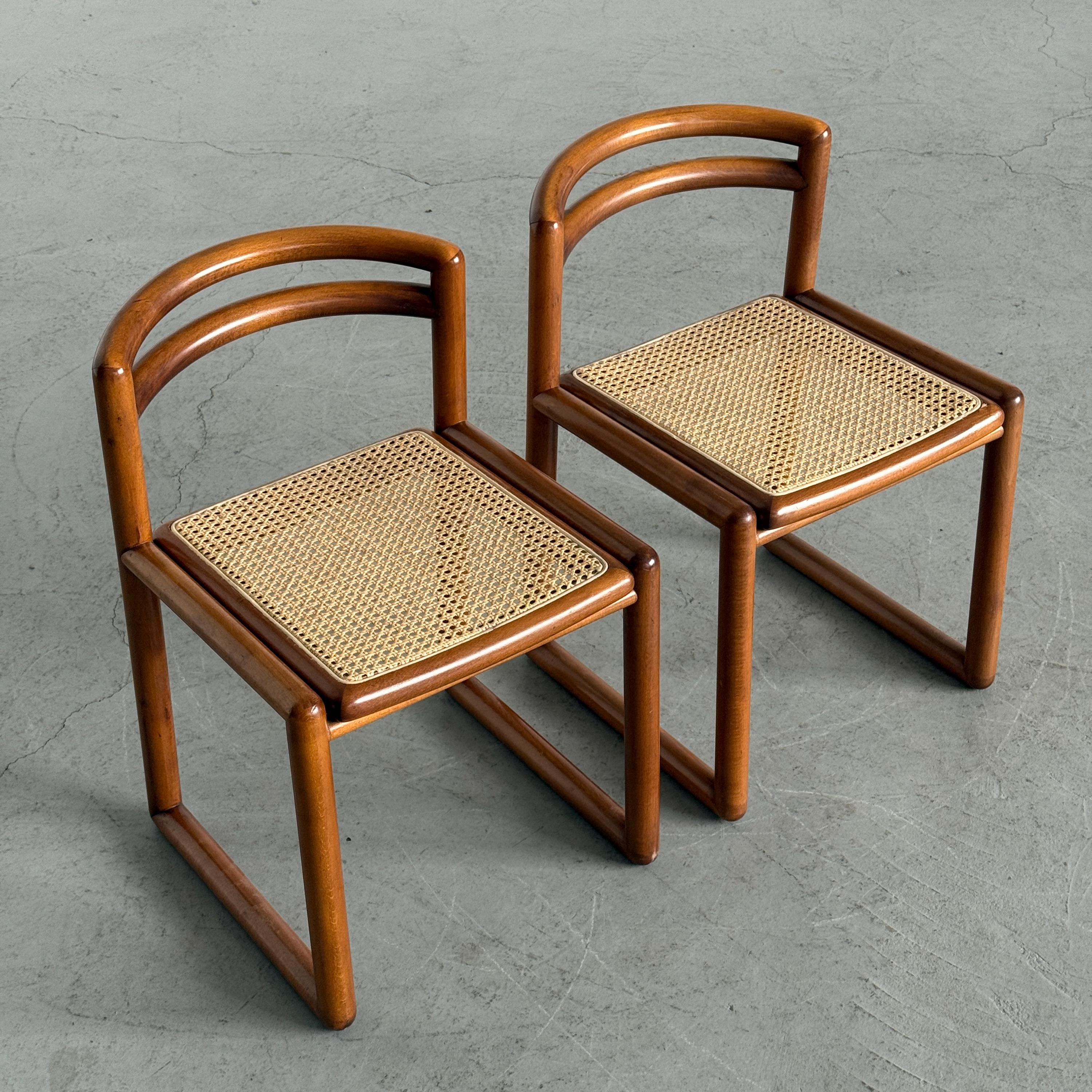 Elegant Solid Wood and Cane Dining Chairs