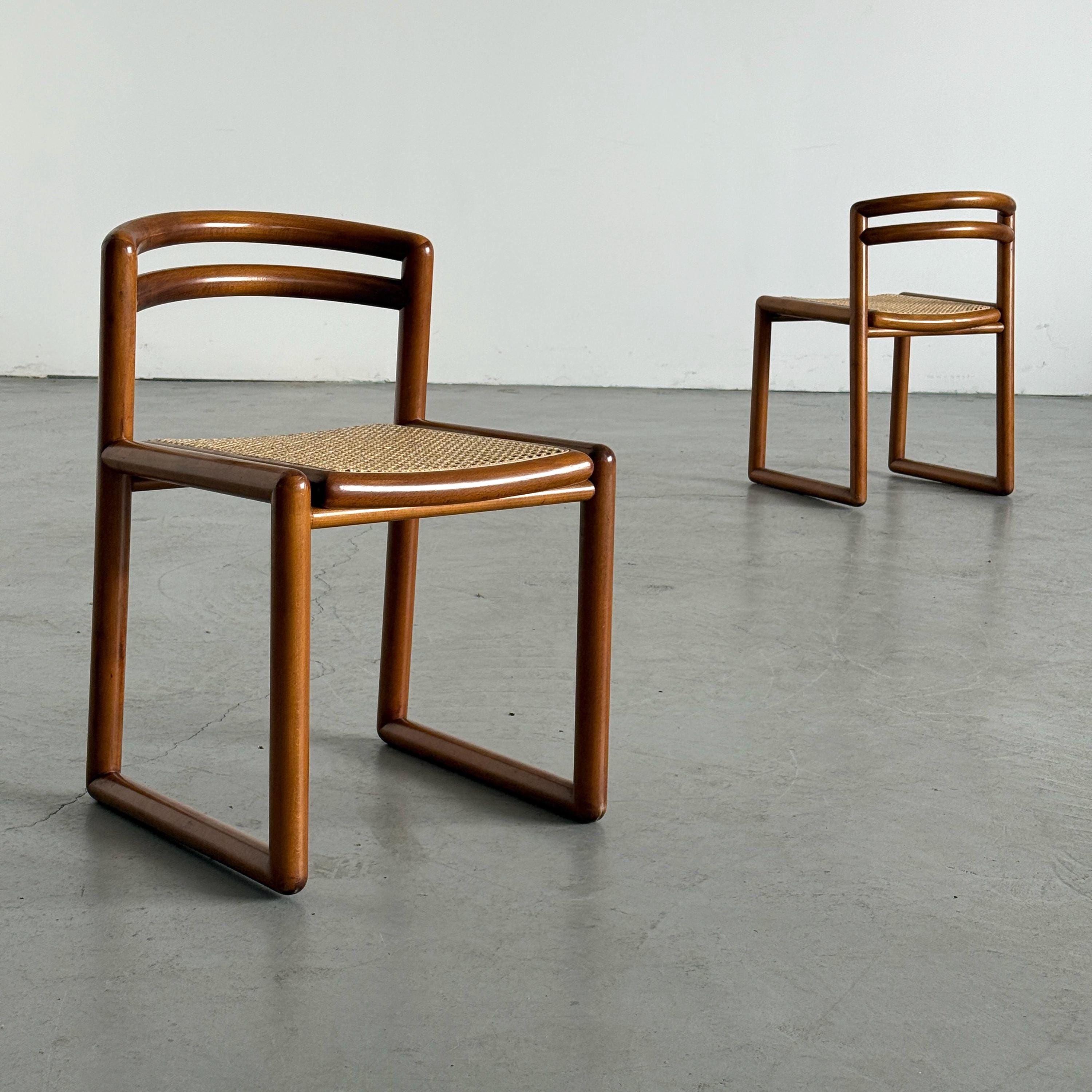 Elegant Solid Wood and Cane Dining Chairs