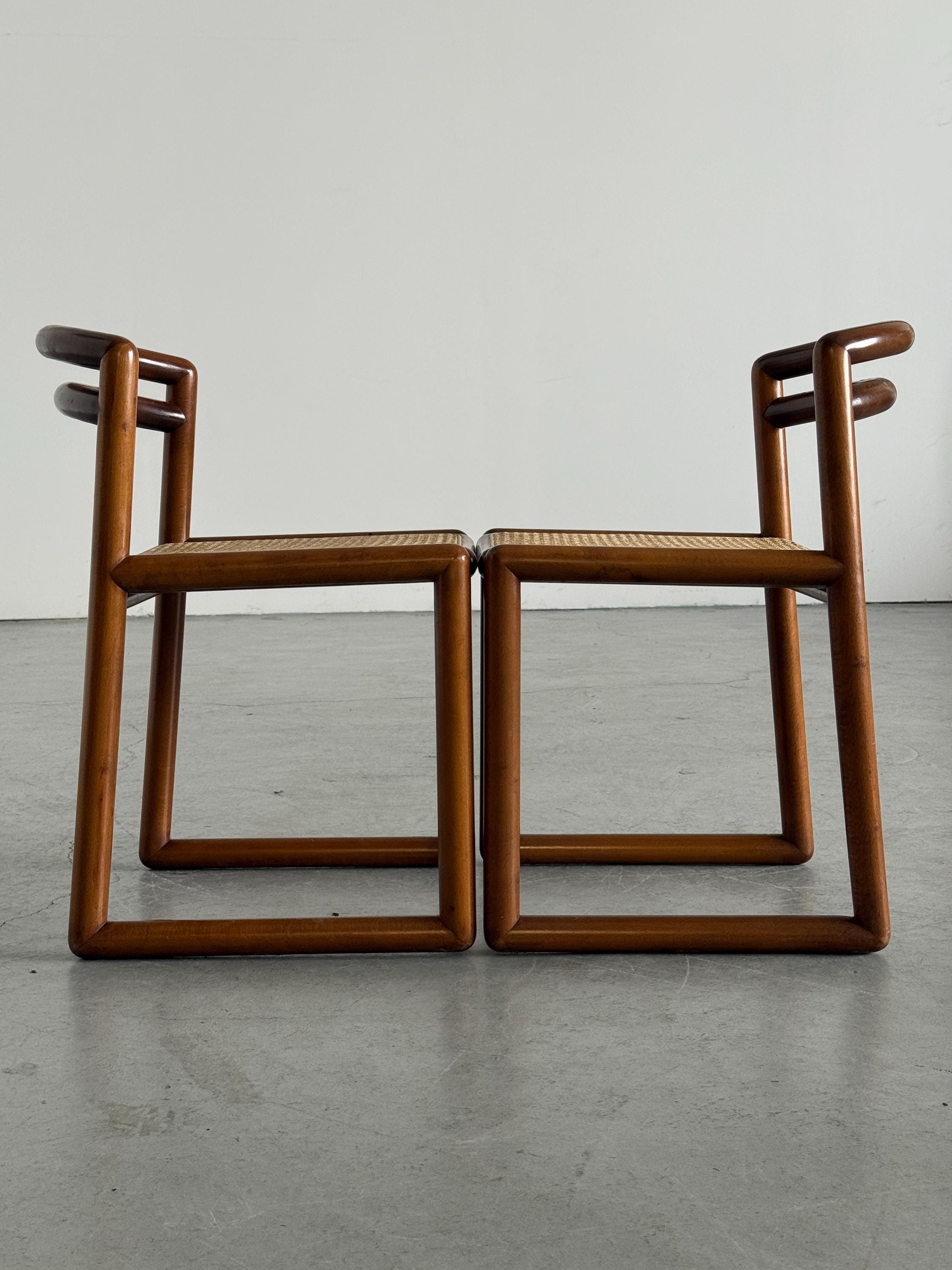 Elegant Solid Wood and Cane Dining Chairs