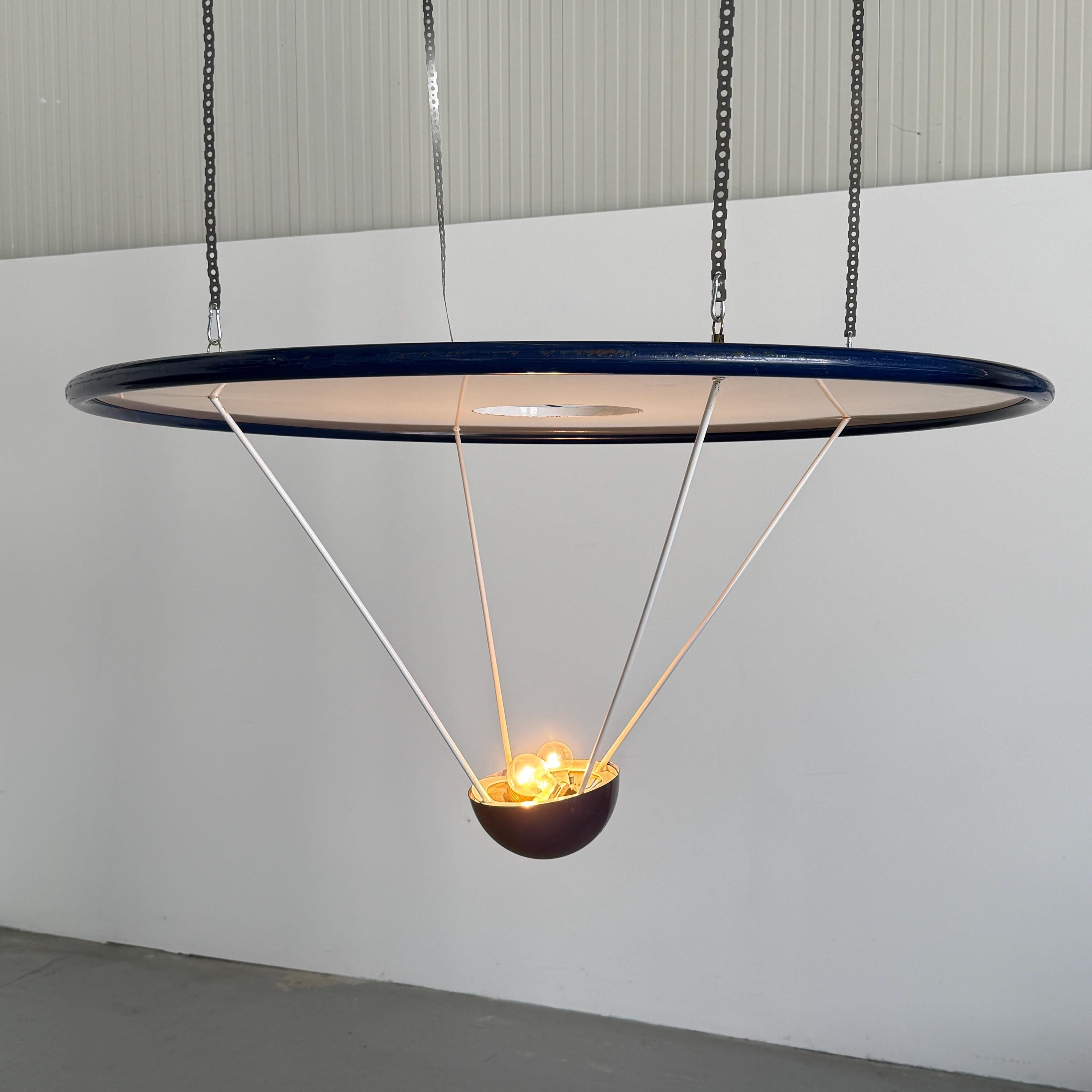 Large Pendant Lamp with Disc Reflector Attributed to Zonca