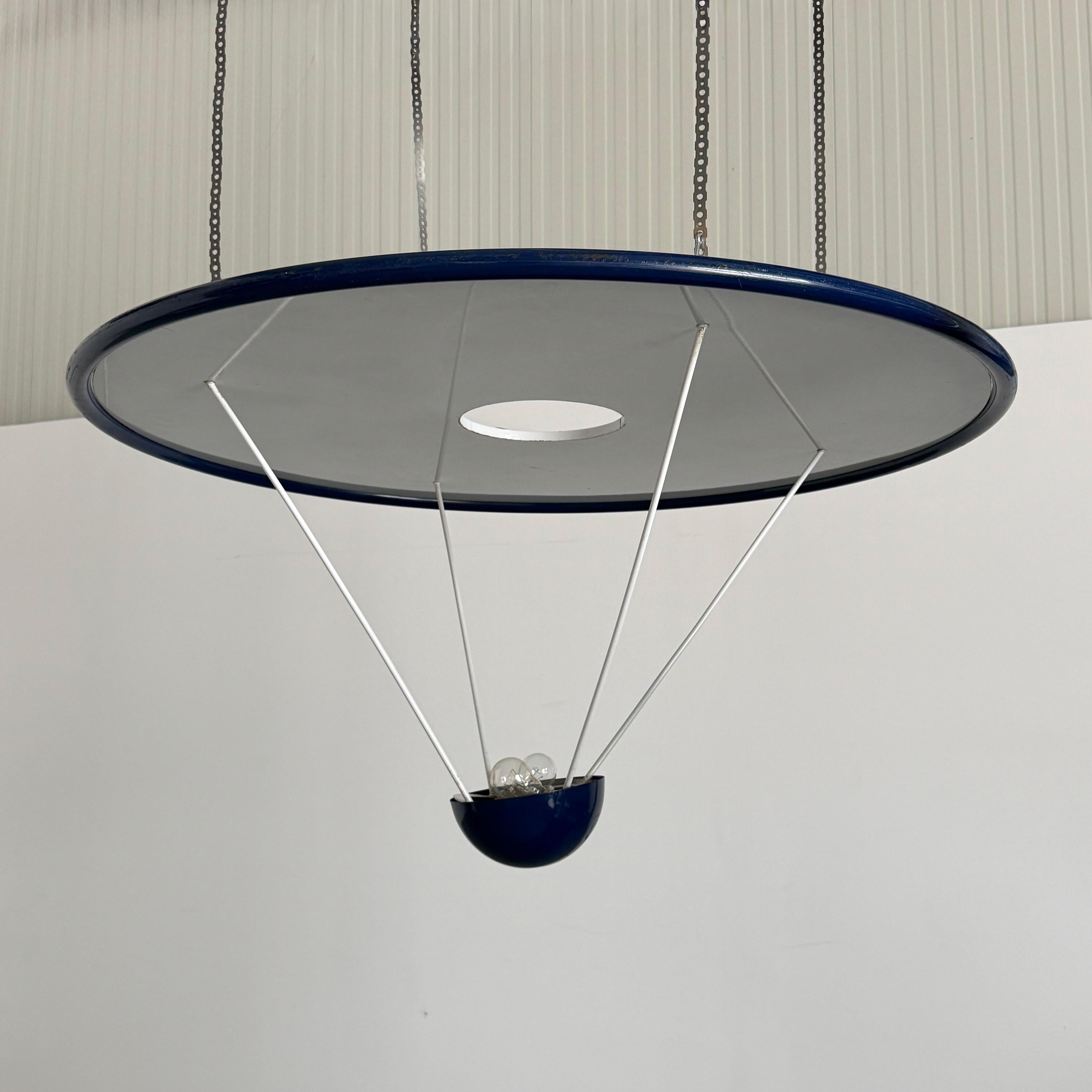 Large Pendant Lamp with Disc Reflector Attributed to Zonca