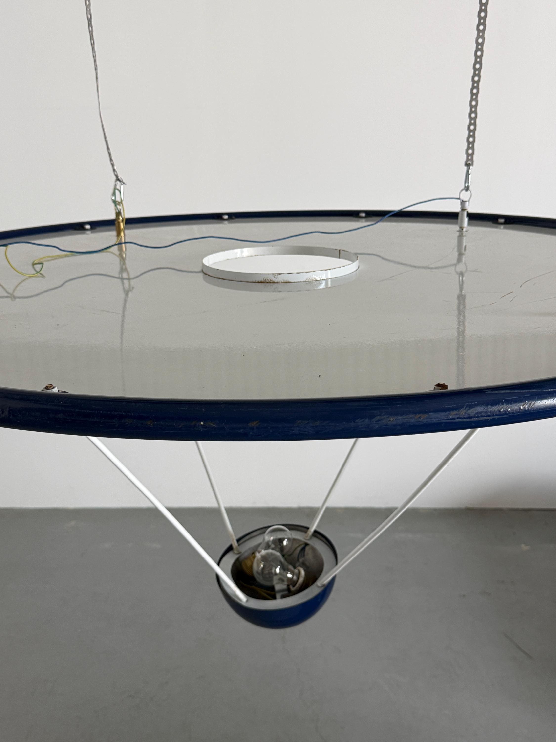 Large Pendant Lamp with Disc Reflector Attributed to Zonca