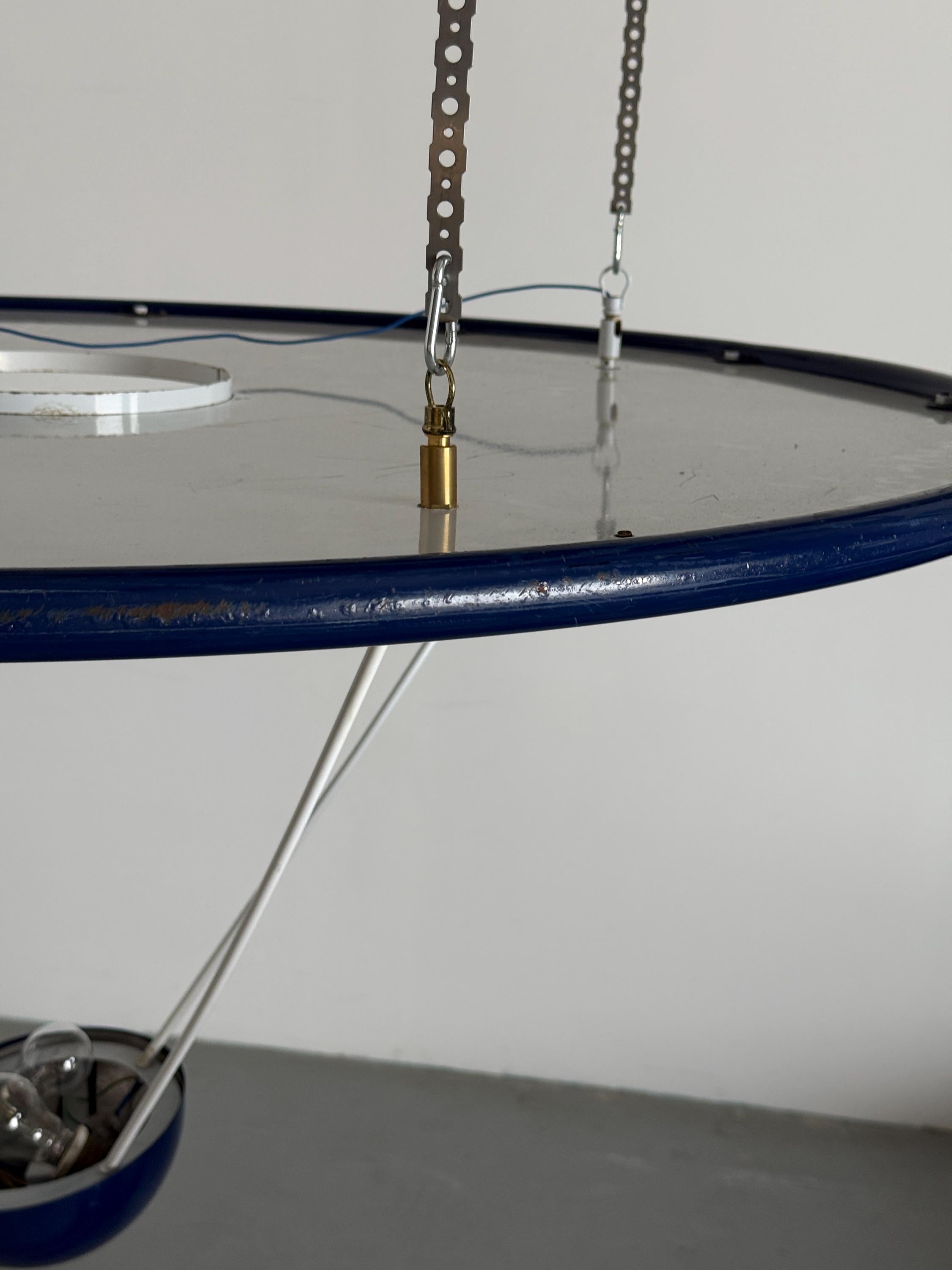 Large Pendant Lamp with Disc Reflector Attributed to Zonca