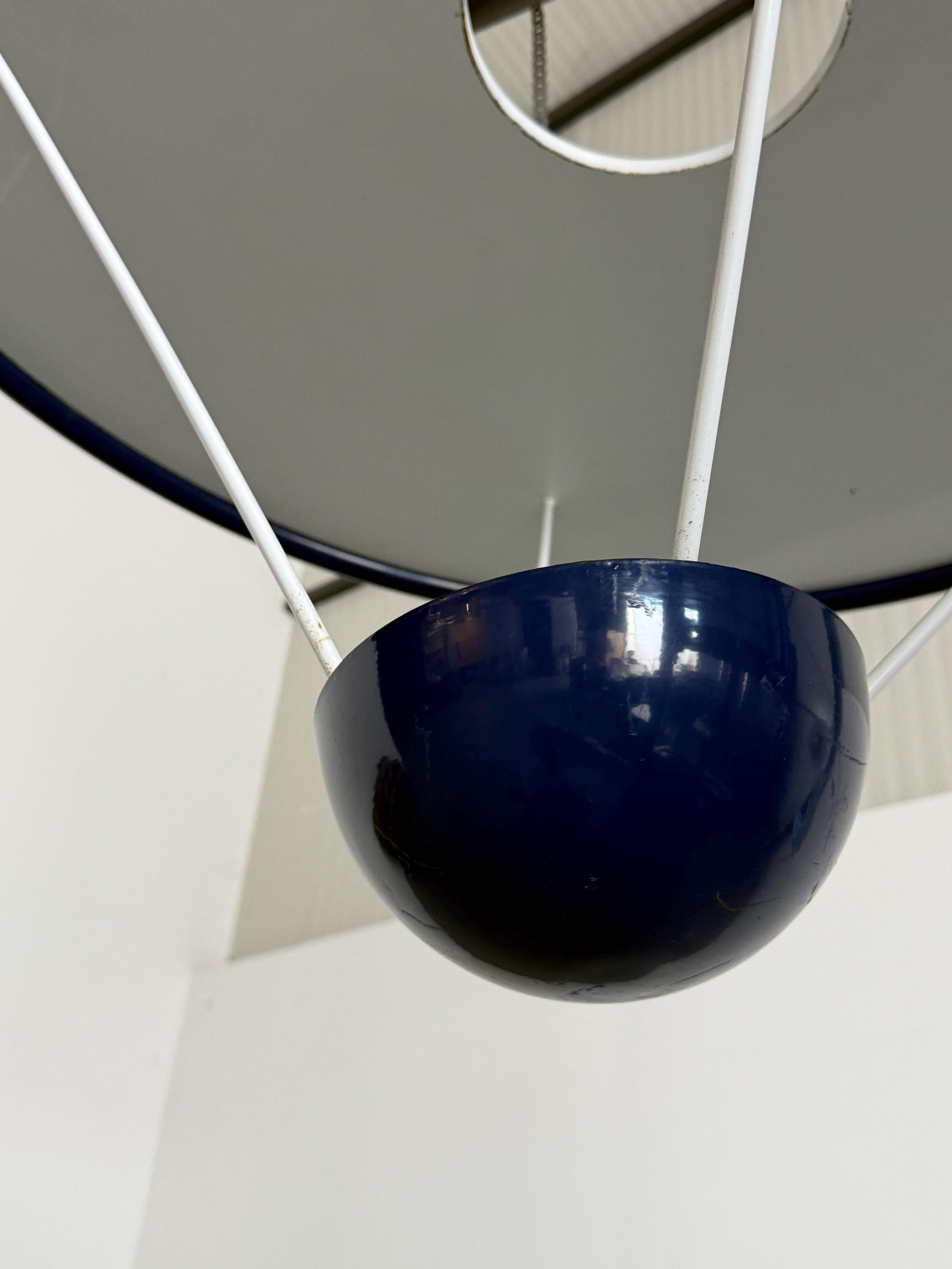 Large Pendant Lamp with Disc Reflector Attributed to Zonca
