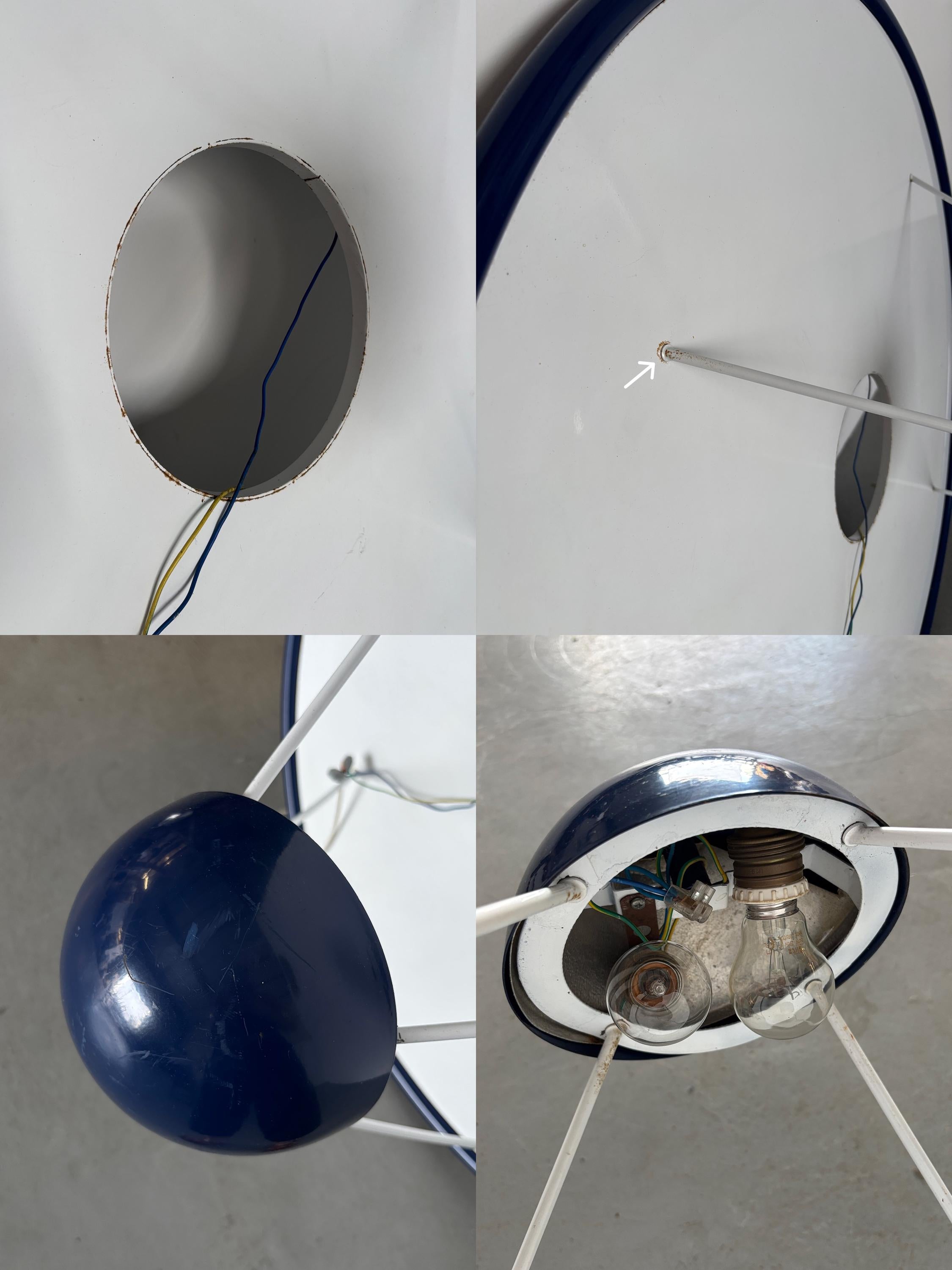 Large Pendant Lamp with Disc Reflector Attributed to Zonca