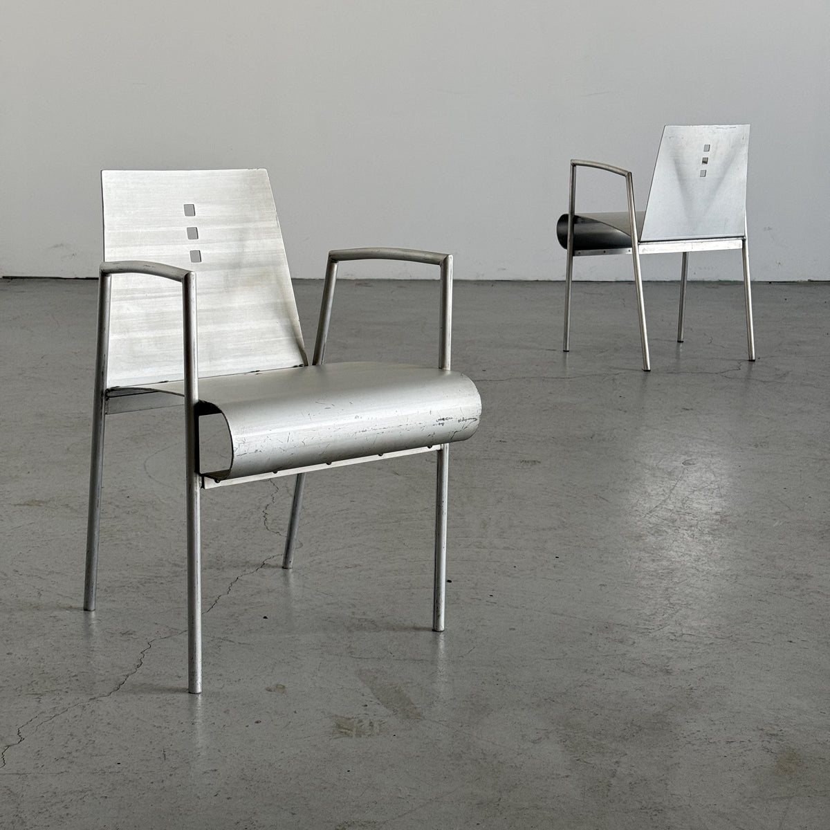 Aluminium Armchairs by Christian Duc for the Croixement Restaurant