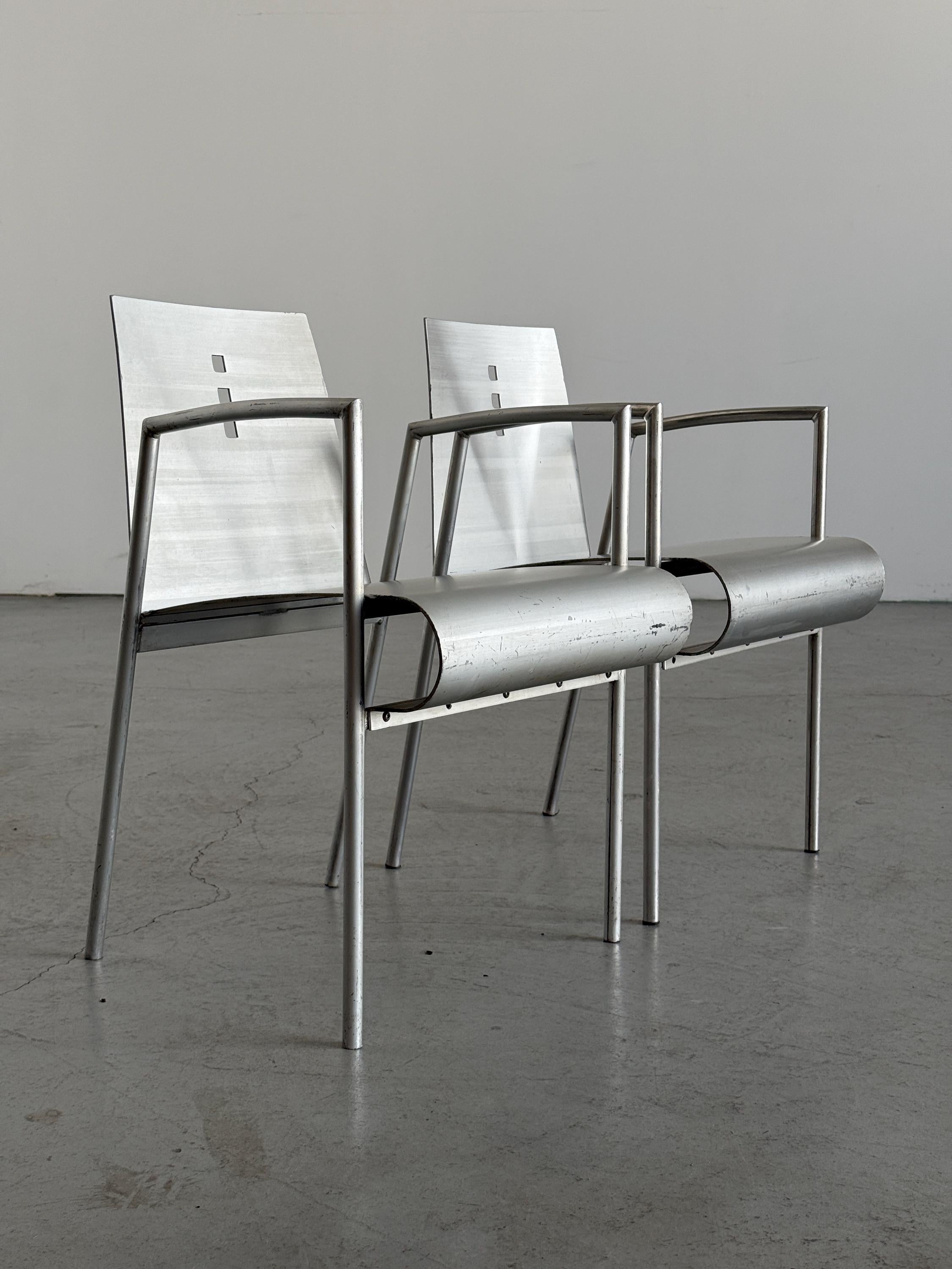 Aluminium Armchairs by Christian Duc for the Croixement Restaurant