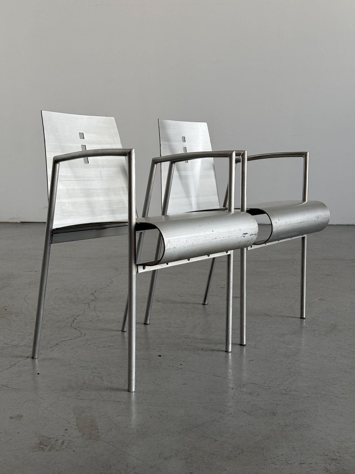 Aluminium Armchairs by Christian Duc for the Croixement Restaurant