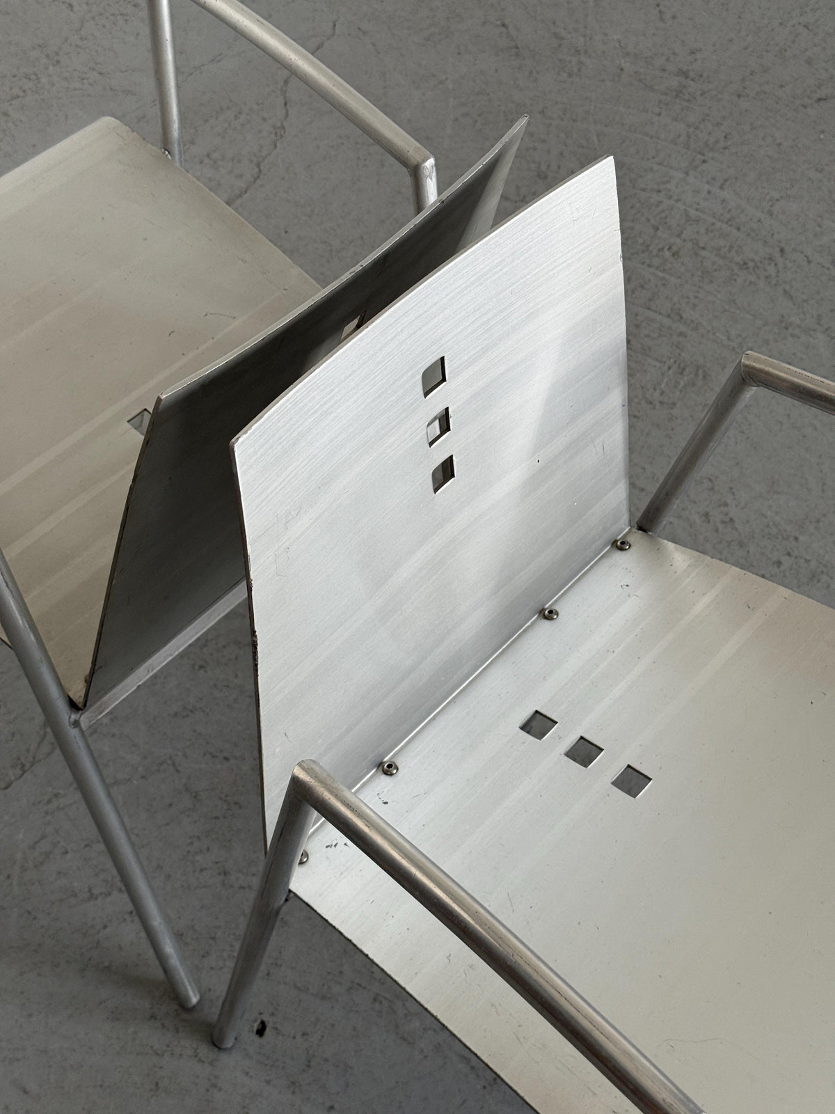 Aluminium Armchairs by Christian Duc for the Croixement Restaurant