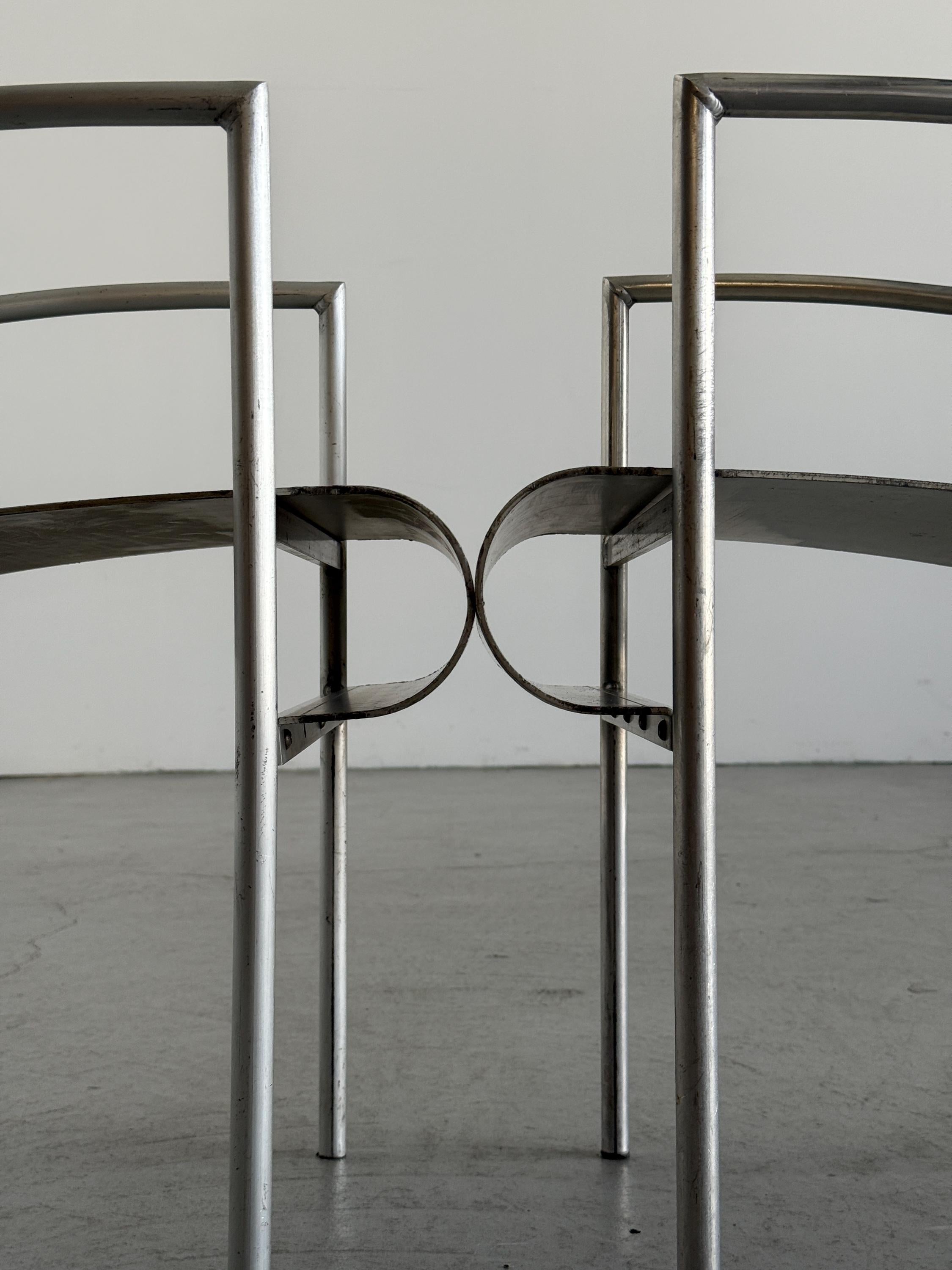 Aluminium Armchairs by Christian Duc for the Croixement Restaurant