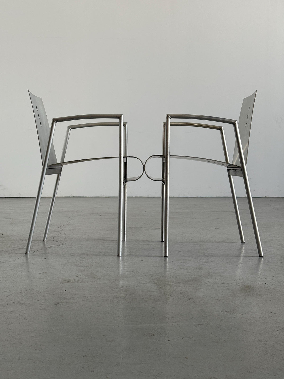 Aluminium Armchairs by Christian Duc for the Croixement Restaurant