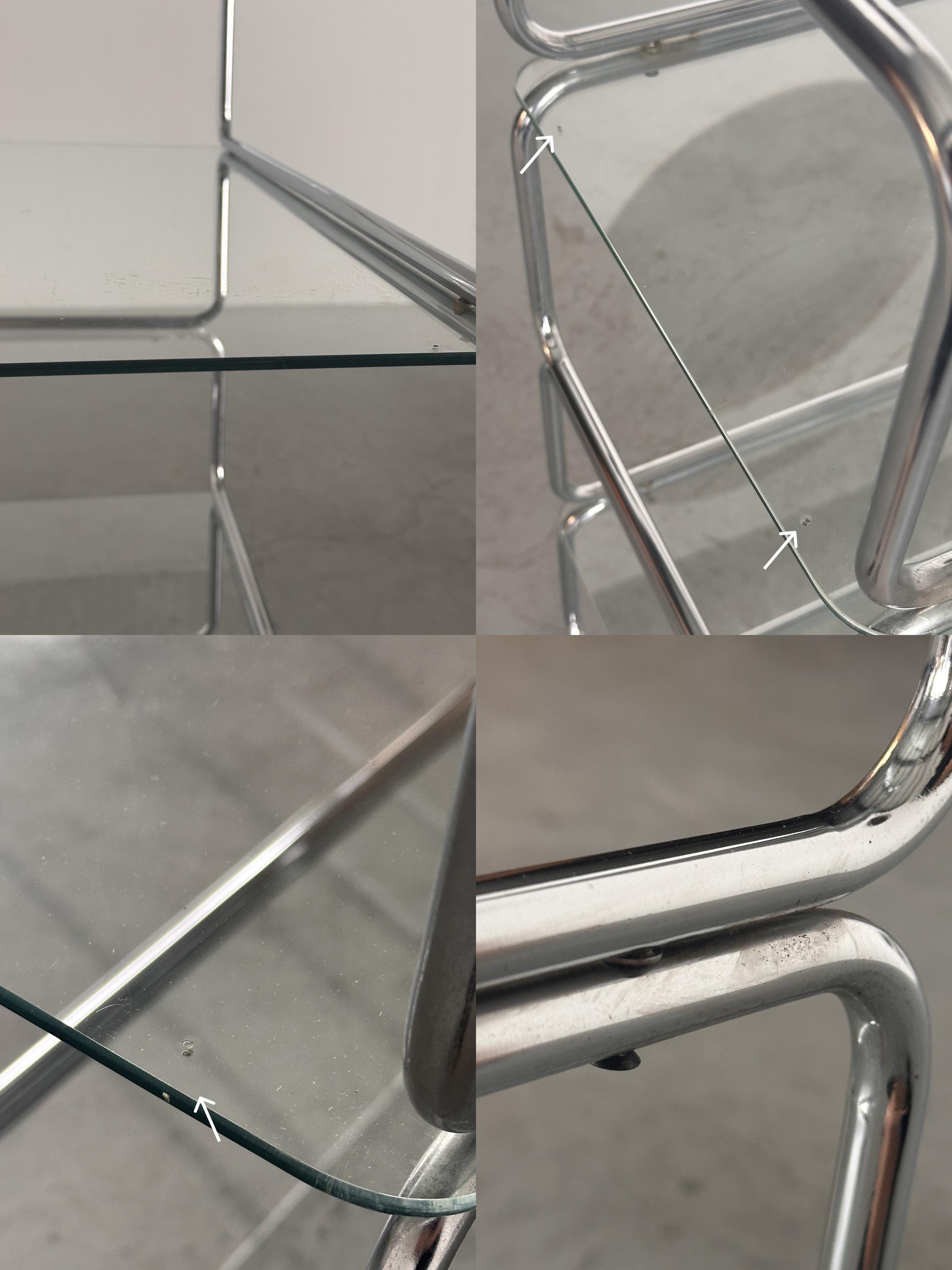 Chrome and Glass Tubular Etagere
