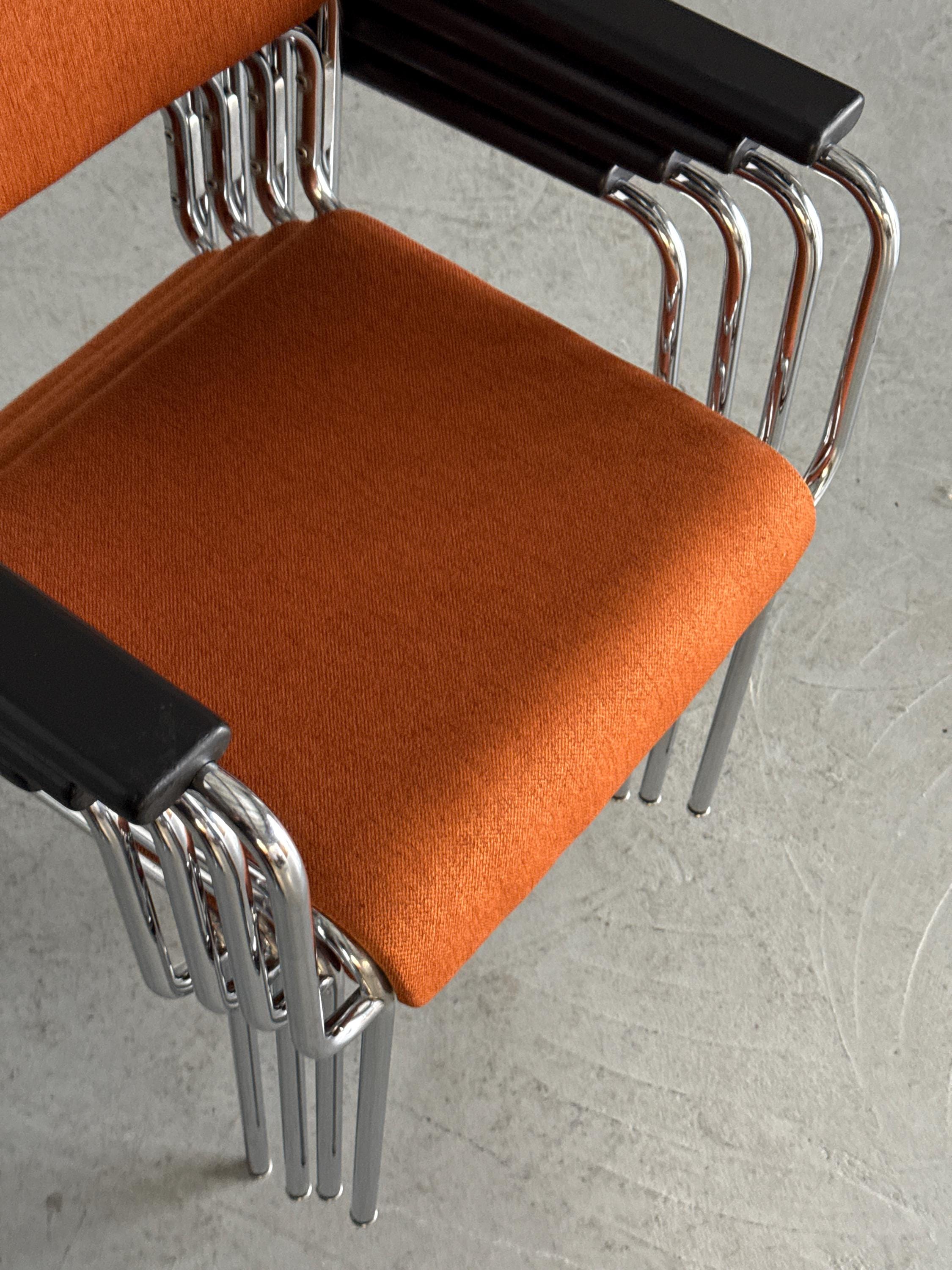 Mid-Century Tubular Steel Armchairs Attributed to Lammhults