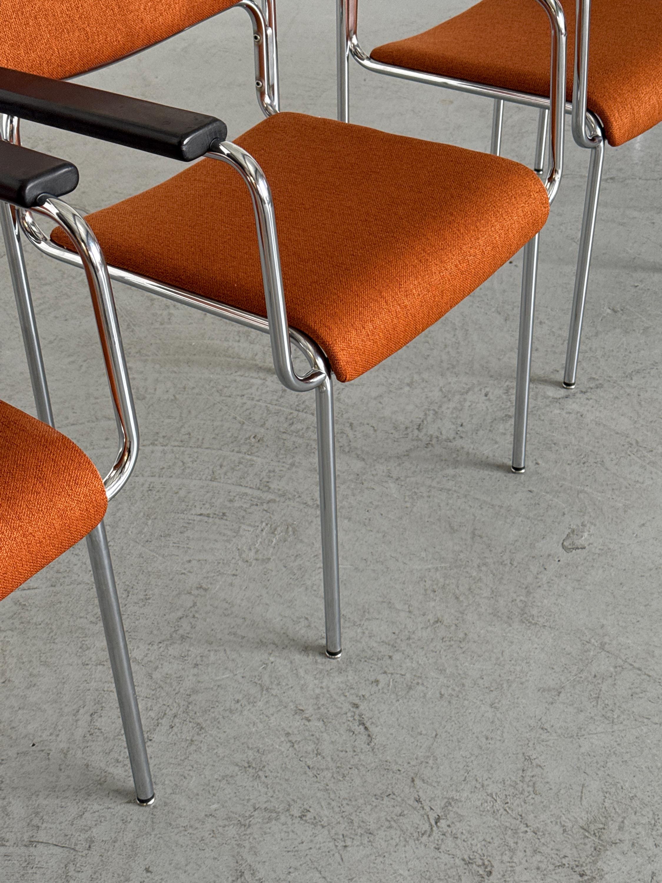 Mid-Century Tubular Steel Armchairs Attributed to Lammhults