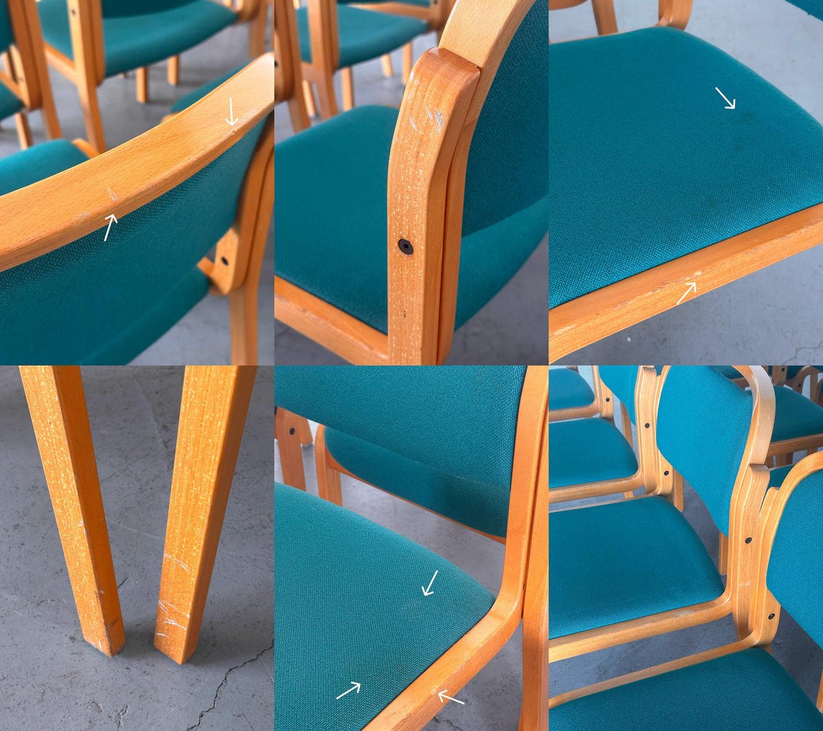 Stackable Side Chairs with Petrol Blue Upholstery by Brunner
